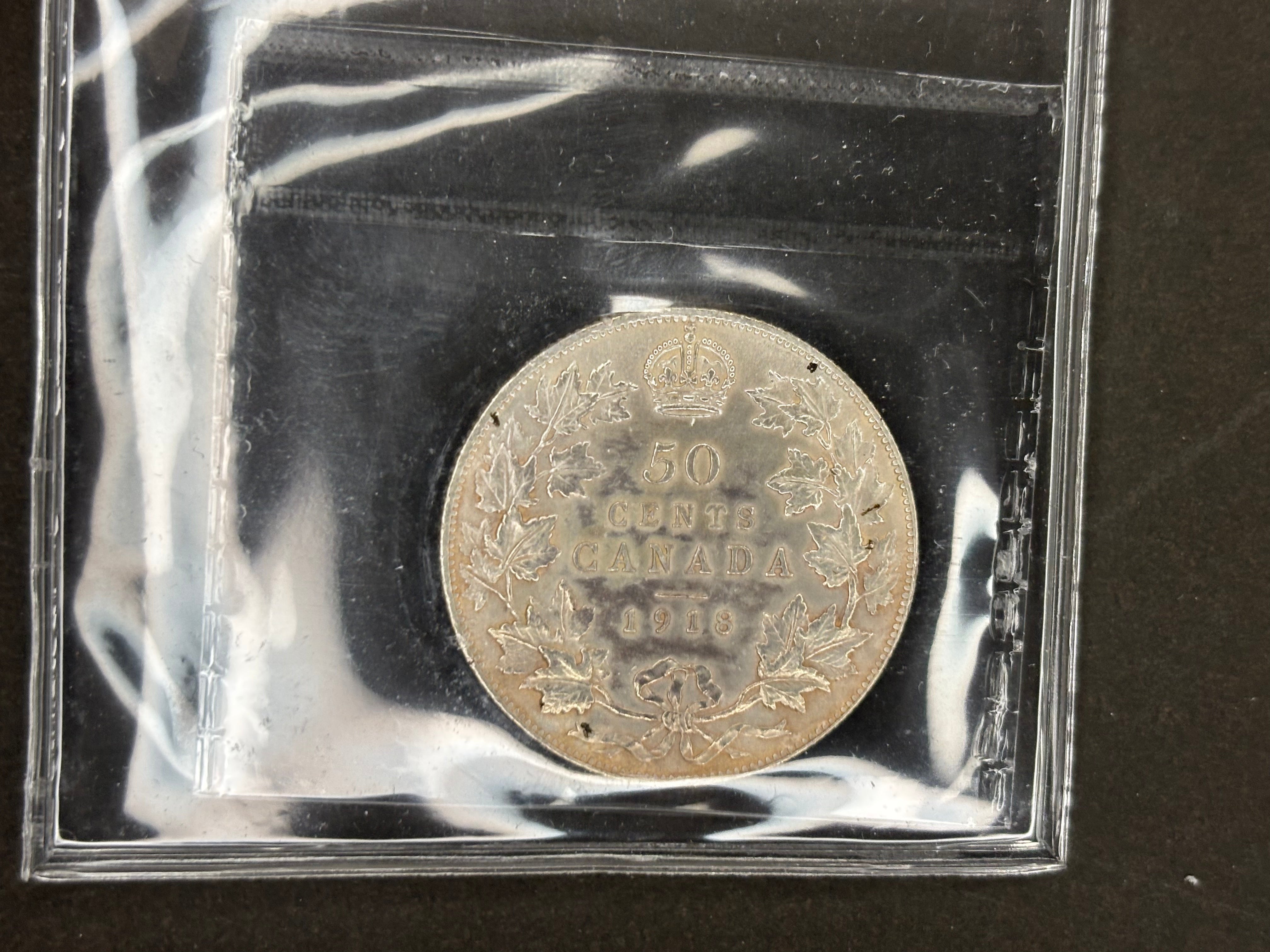 Pièce d'argent du Canada - 50 cents - 1918 / ICCS AU55