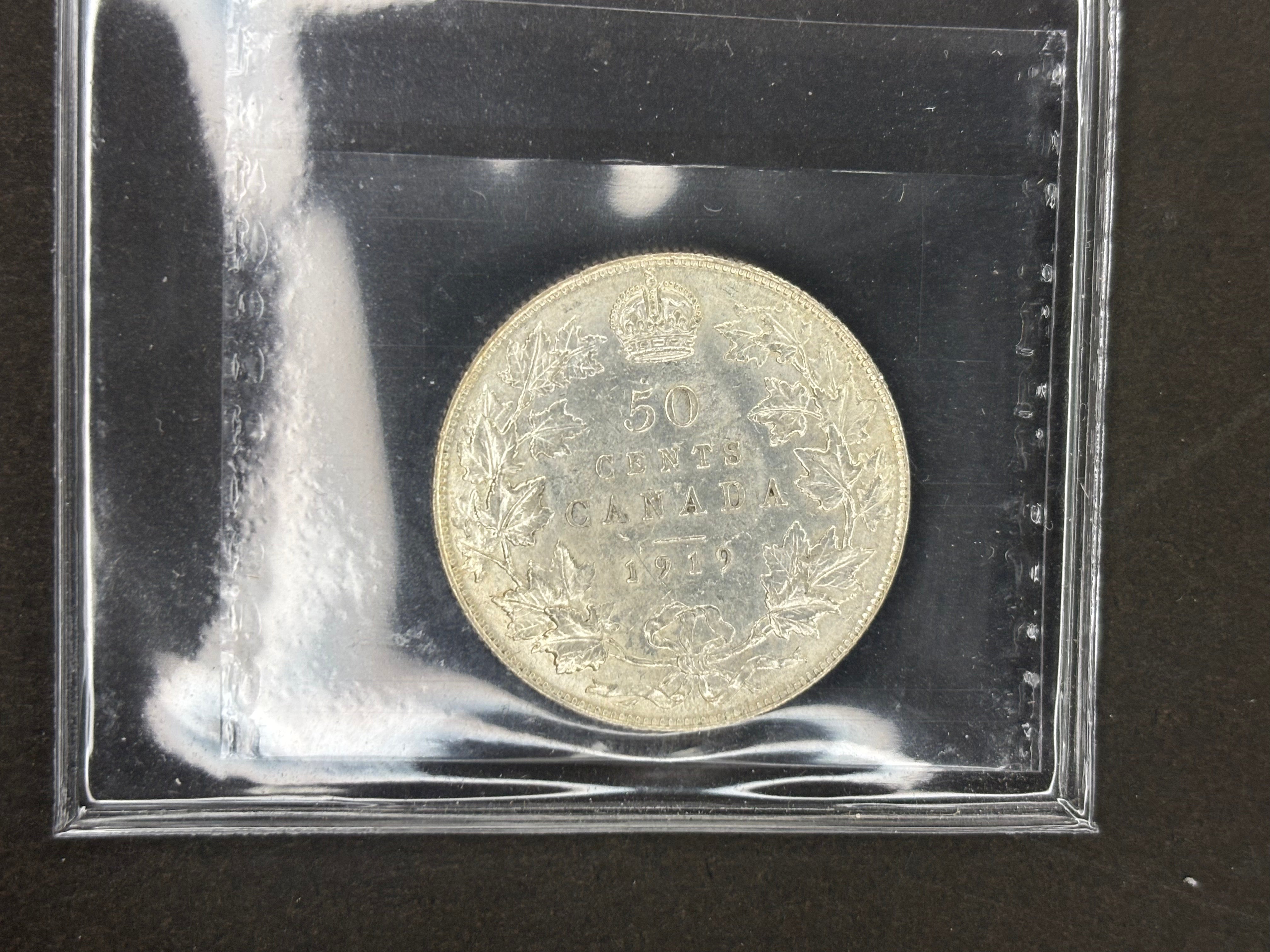 Pièce de monnaie en argent du Canada - 50 cents - 1919 / ICCS MS60
