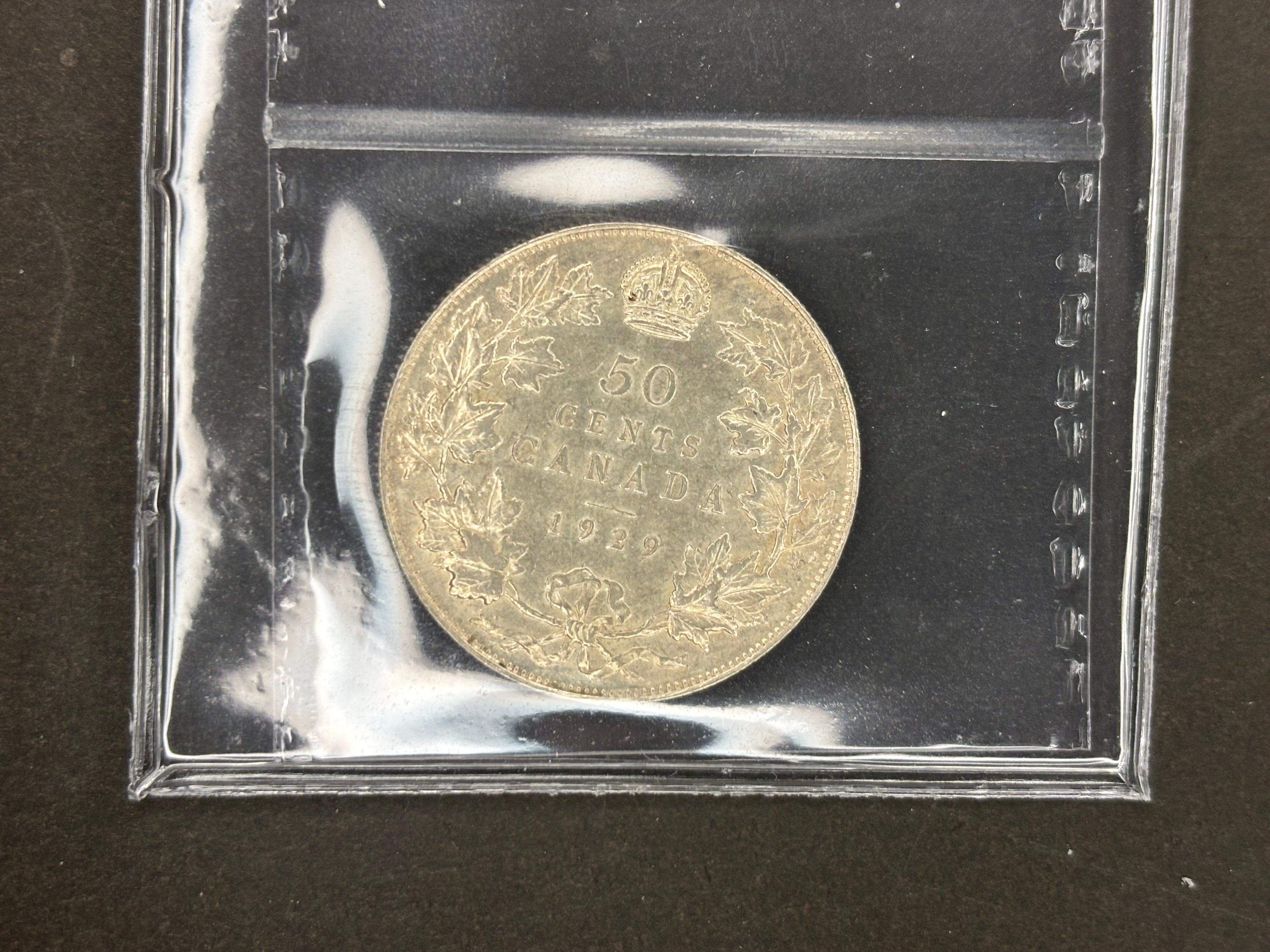 Pièce d'argent du Canada - 50 cents - 1929 / ICCS AU55