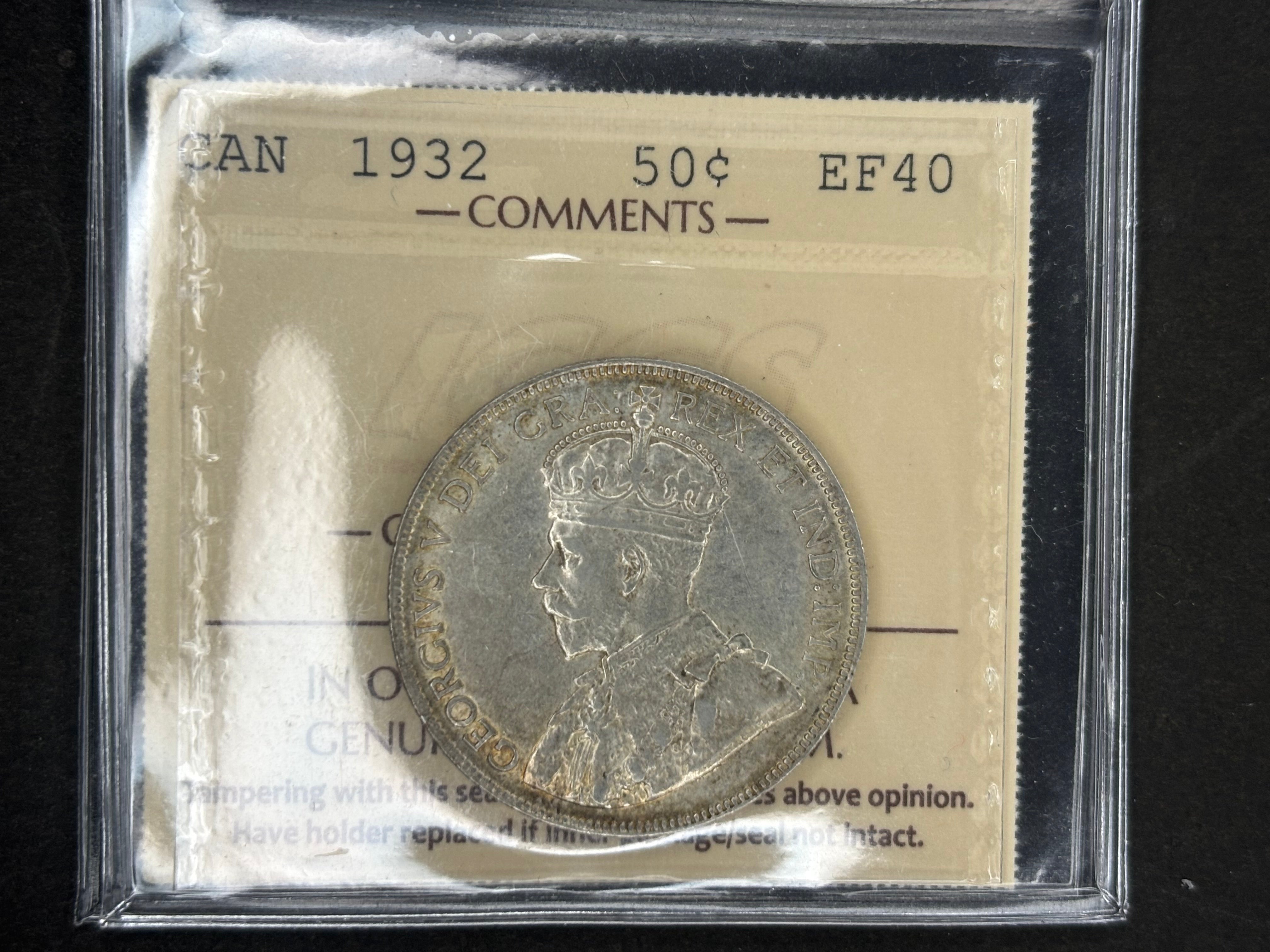 Pièce d'argent du Canada - 50 cents - 1932 / ICCS EF40