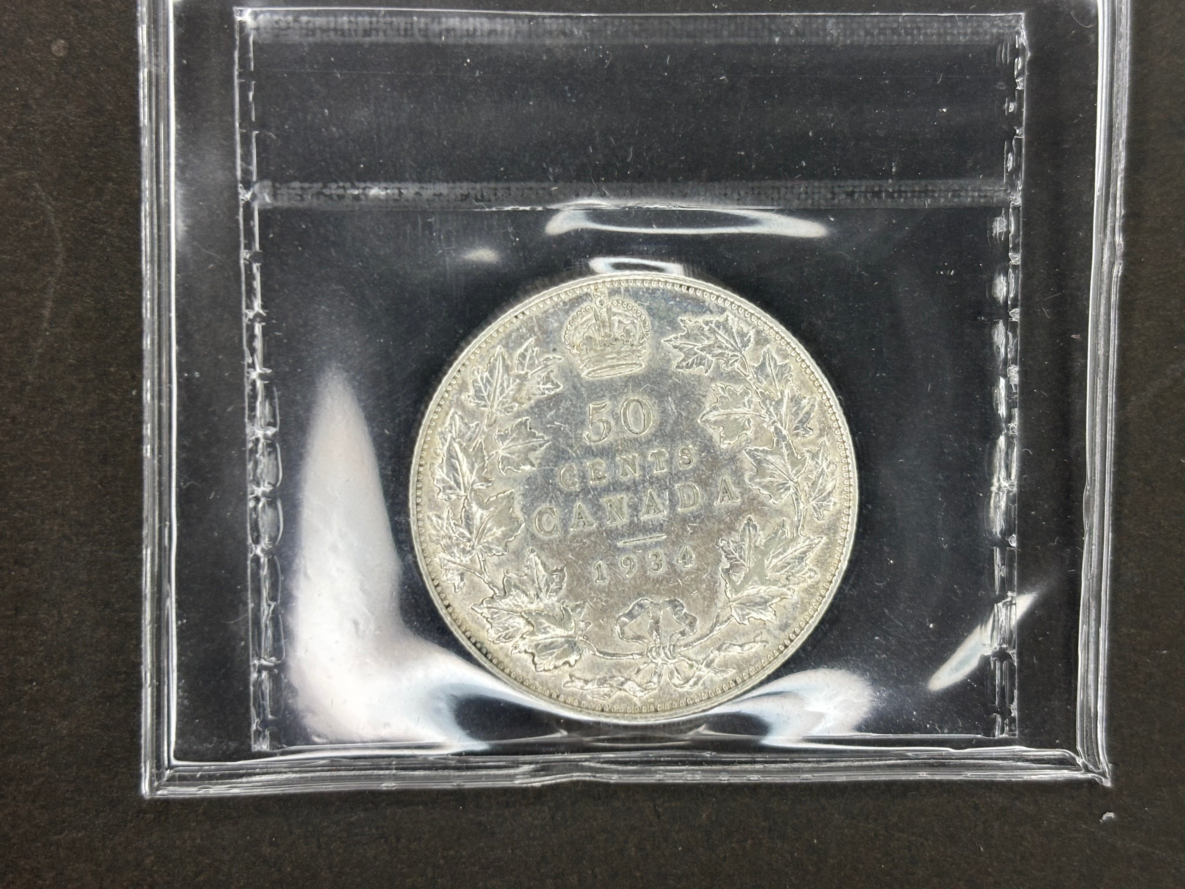 Pièce de monnaie en argent du Canada - 50 cents - 1934 / ICCS EF40