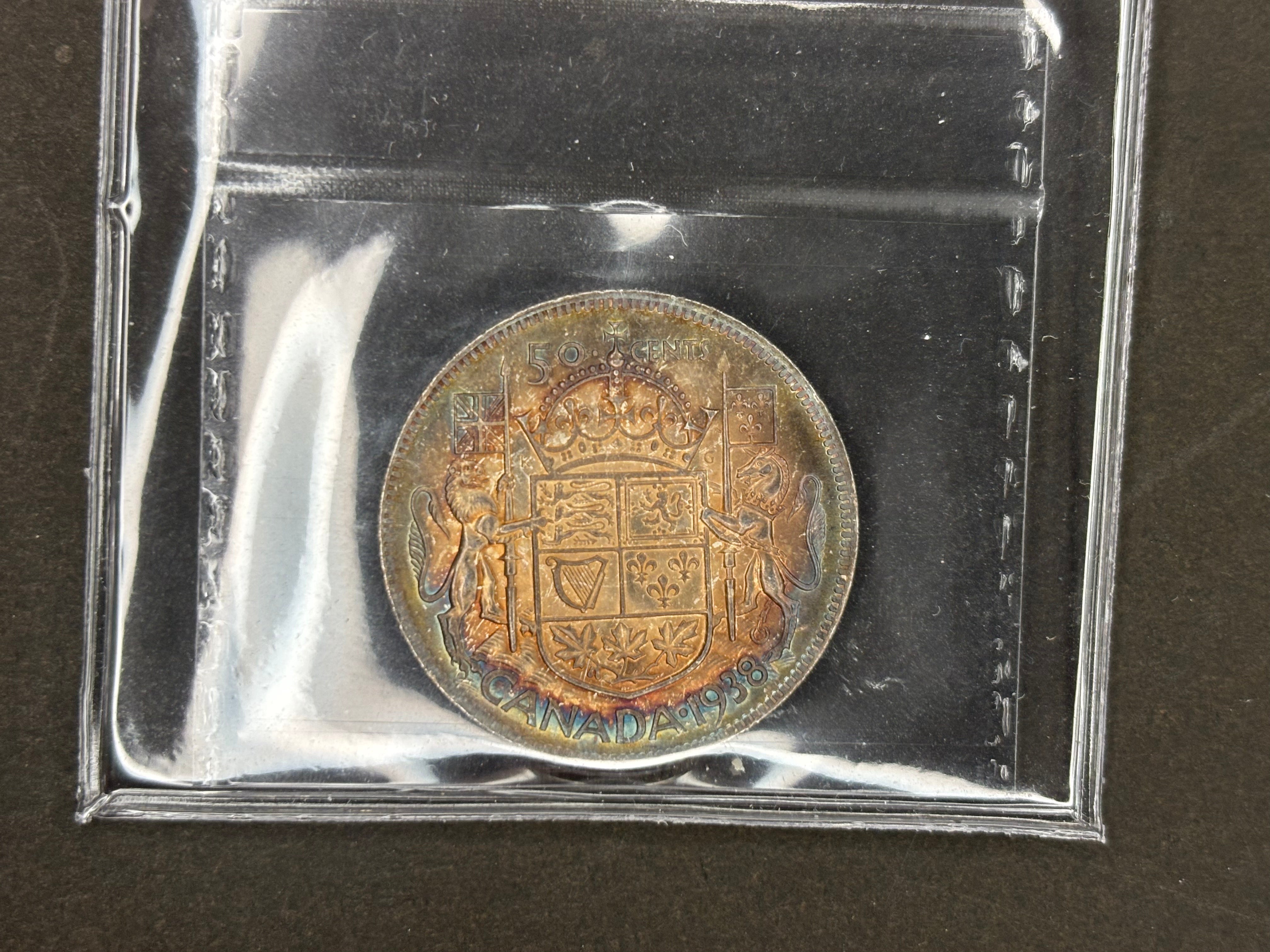 Pièce de monnaie en argent du Canada - 50 cents - 1938 / ICCS MS64