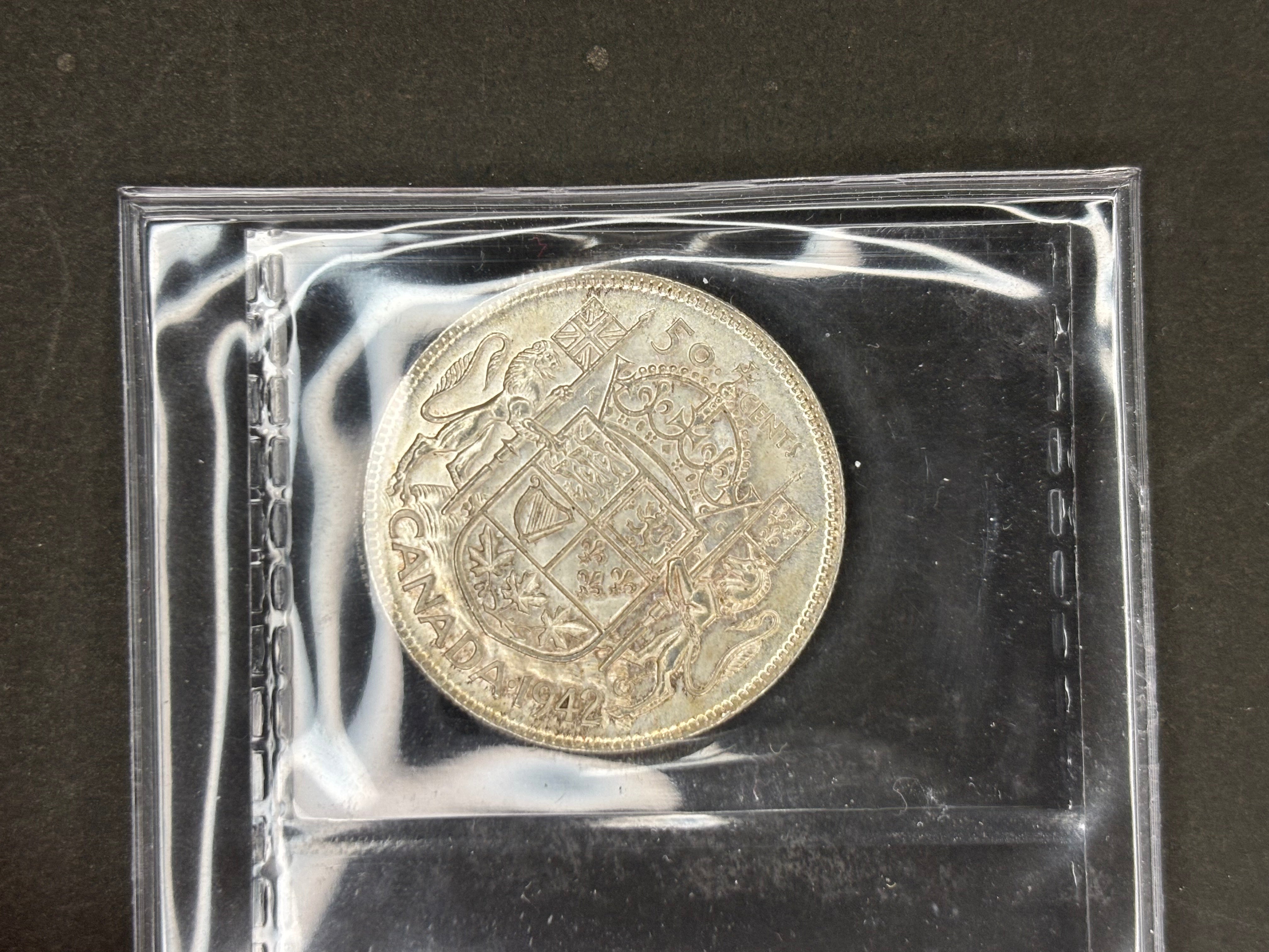 Pièce de monnaie en argent du Canada - 50 cents - 1942 / ICCS MS63