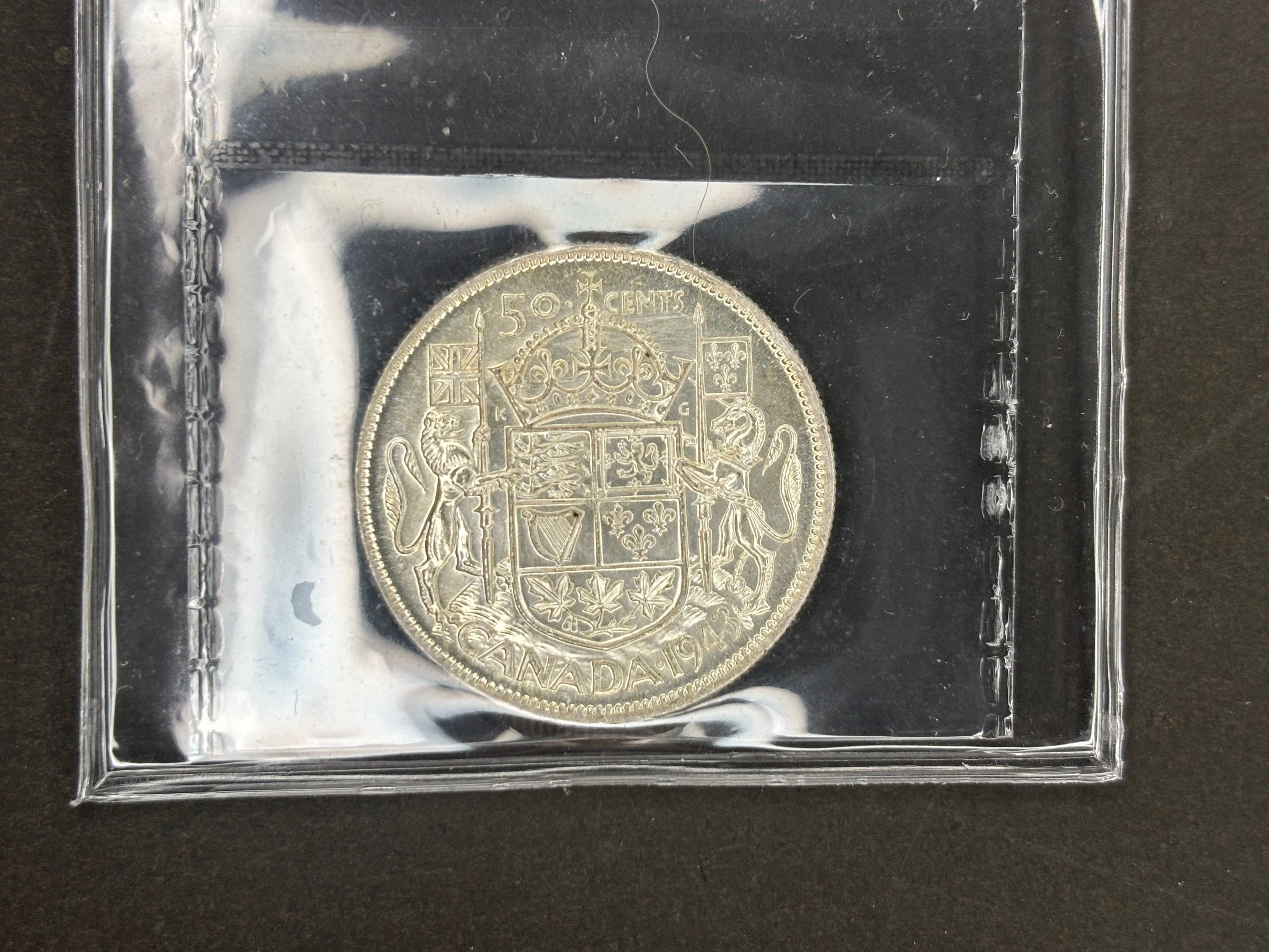 Pièce de monnaie en argent du Canada - 50 cents - 1943 Far / ICCS MS63