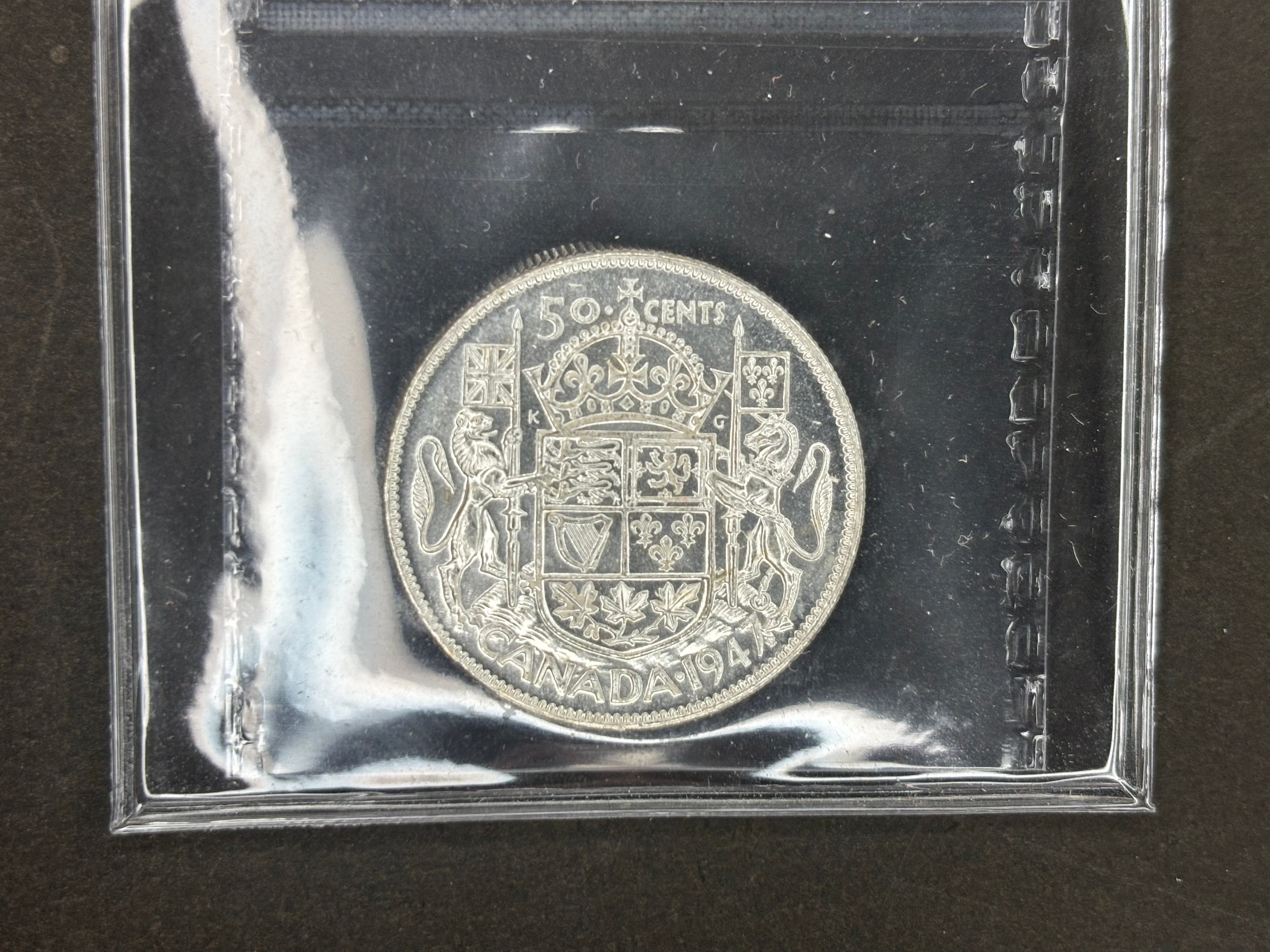 Pièce de monnaie en argent du Canada - 50 cents - 1947 ML Straight / ICCS MS63