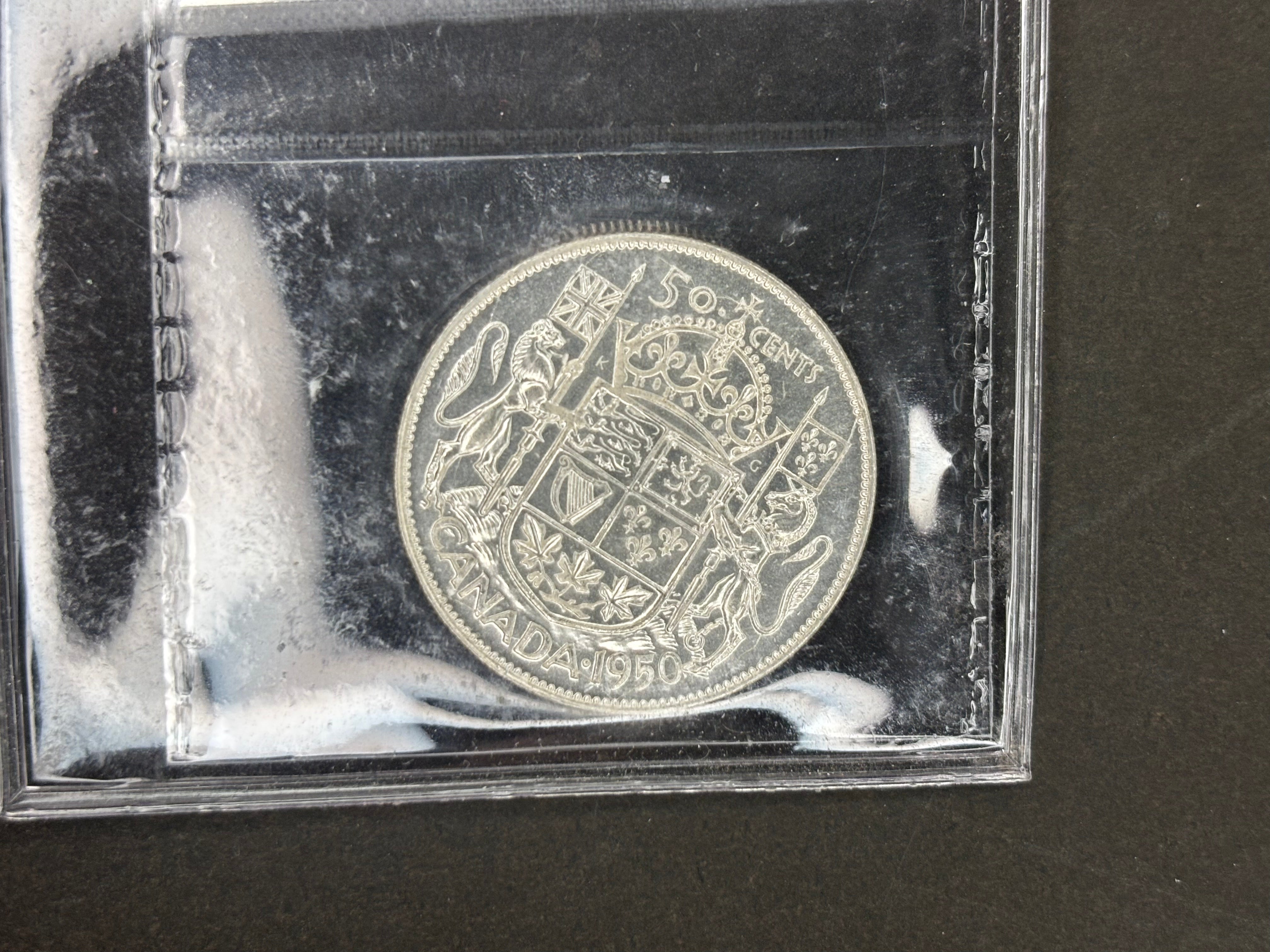 Pièce de 50 cents en argent du Canada - 1950 - Sans motif / ICCS MS63