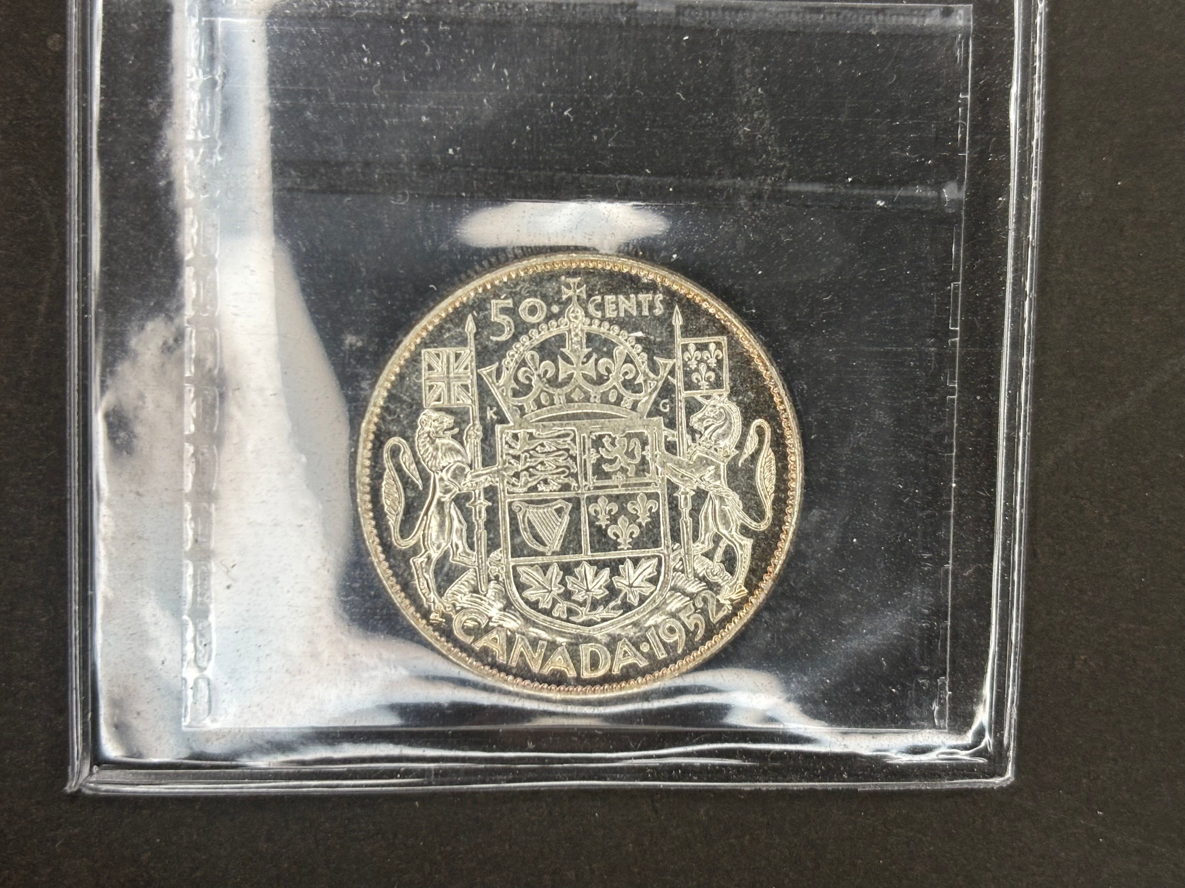 Pièce de monnaie en argent du Canada - 50 cents - 1952 / ICCS MS65