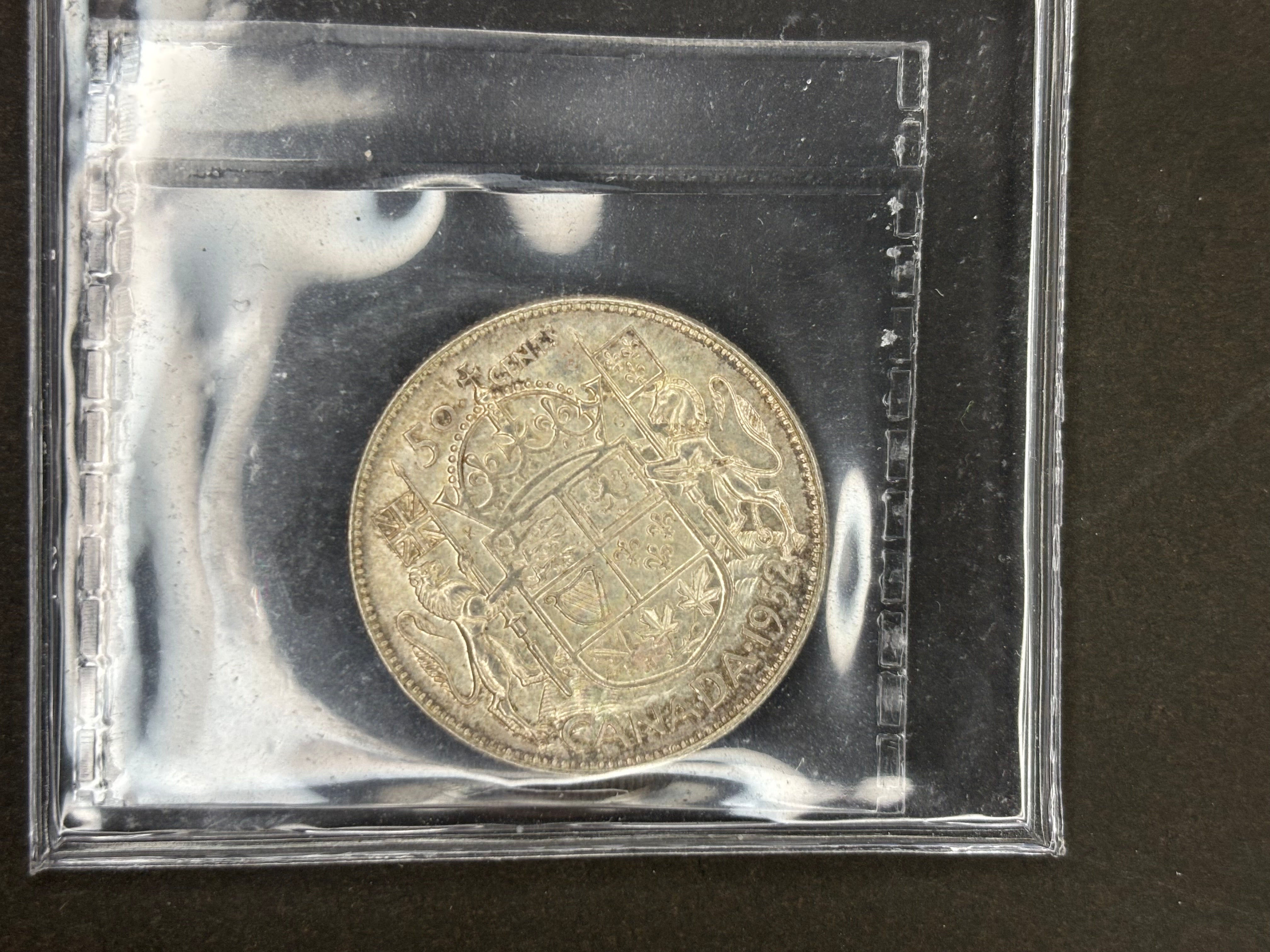 Pièce de monnaie en argent du Canada - 50 cents - 1952 Double HP / ICCS MS63