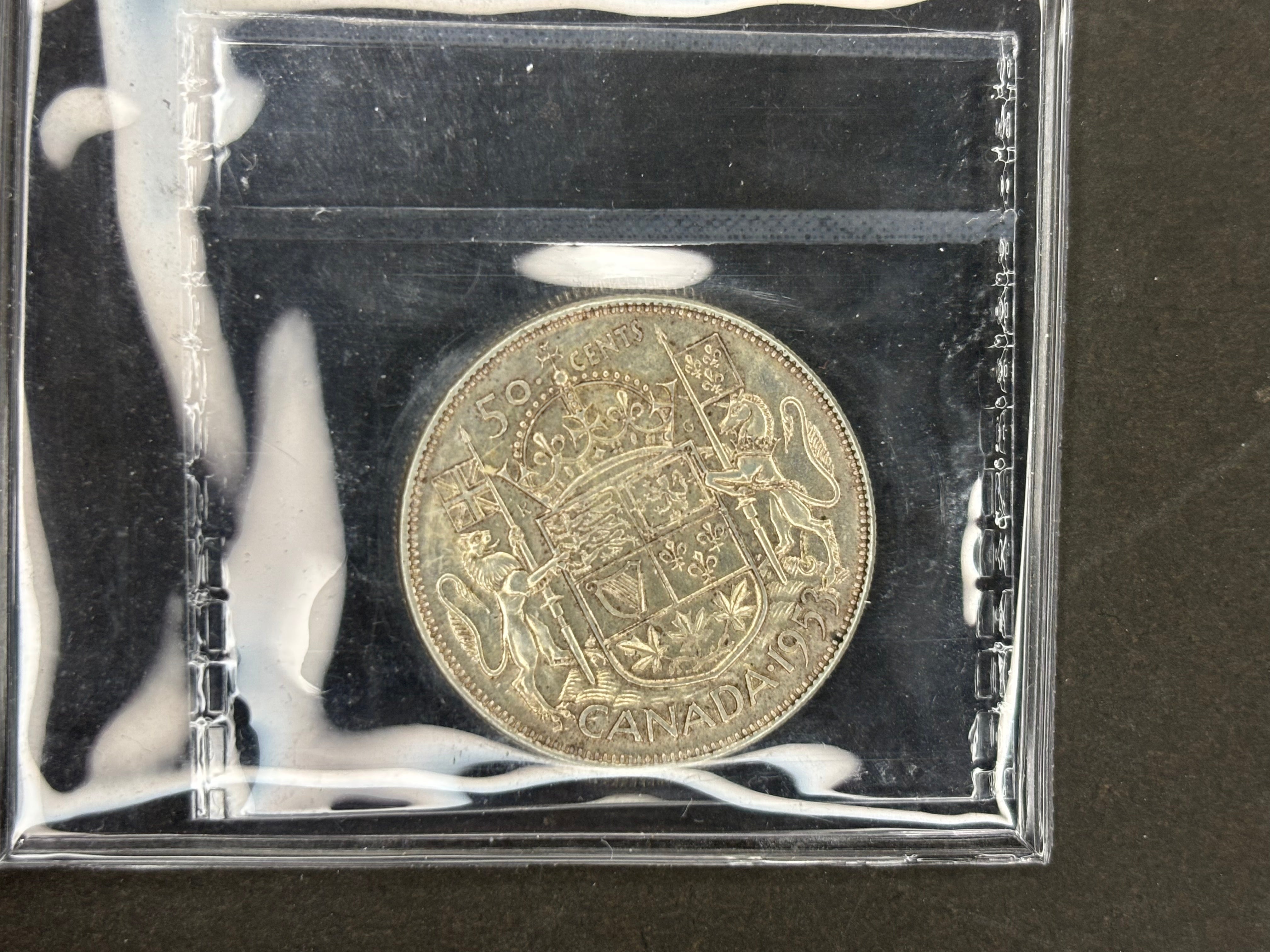 Pièce de monnaie en argent du Canada - 50 cents - 1953 LD NSF / ICCS EF40