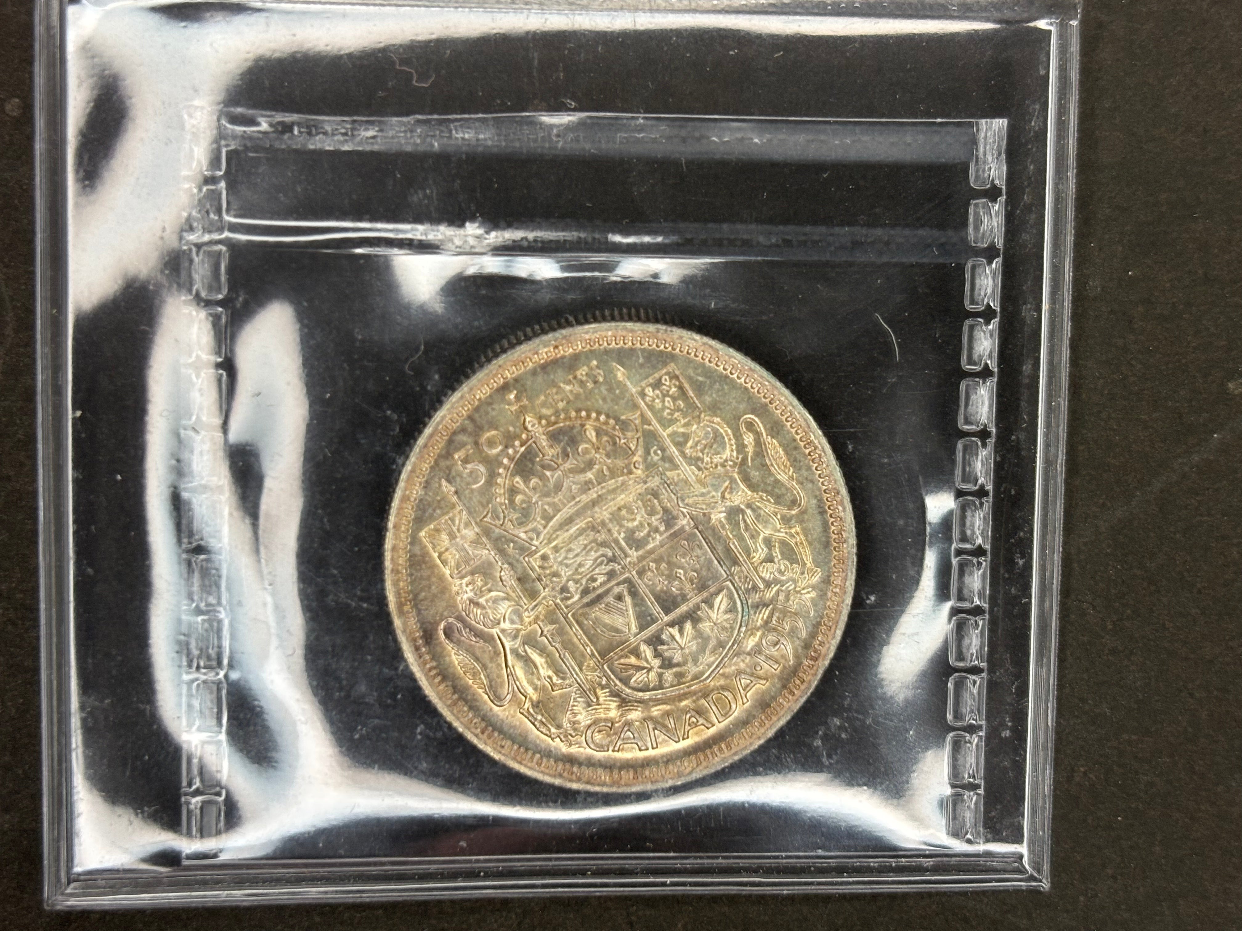 Pièce de monnaie en argent du Canada - 50 cents - 1955 / ICCS MS64