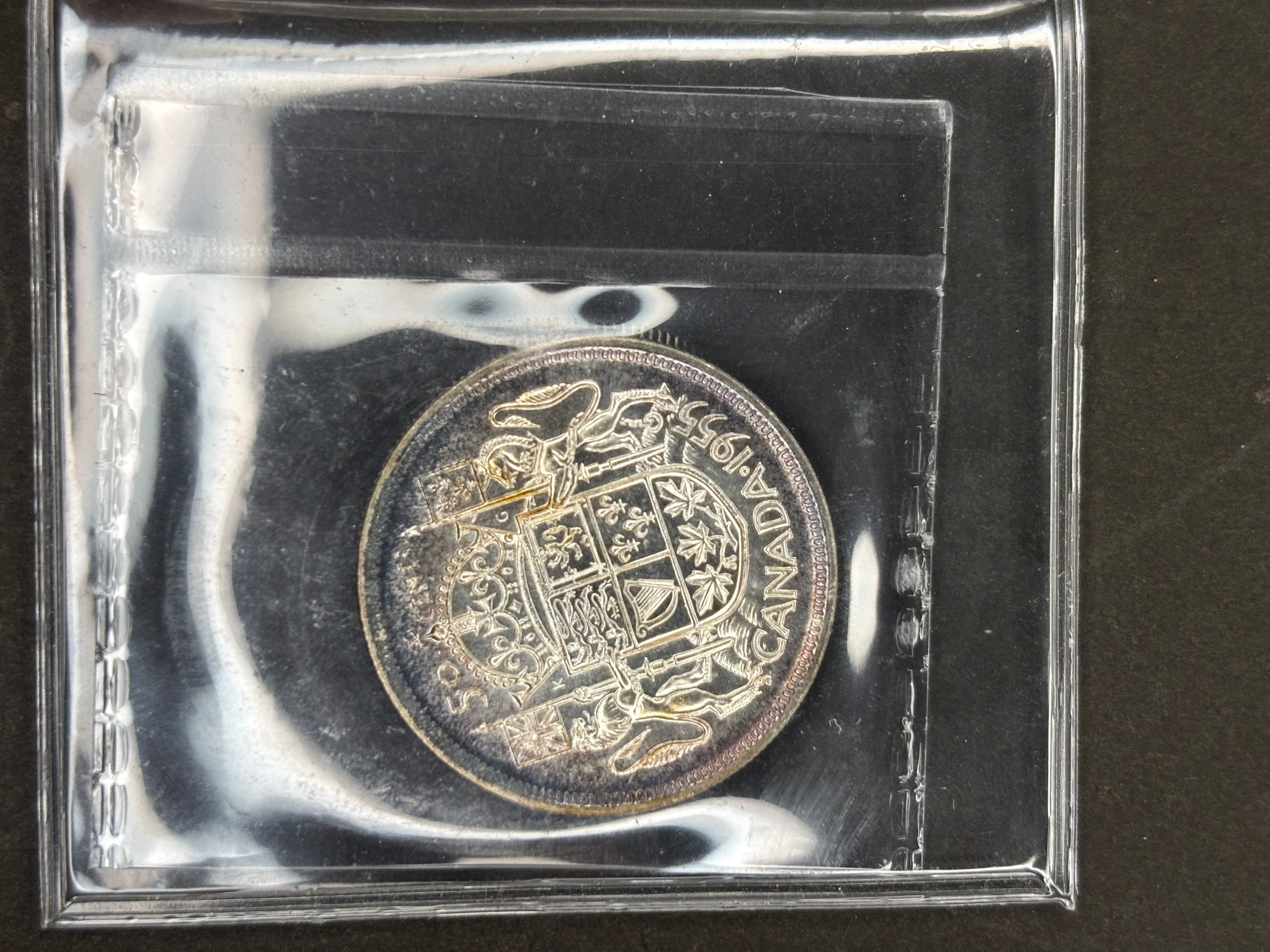 Pièce de monnaie en argent du Canada - 50 cents - 1955 Cameo / ICCS PL65