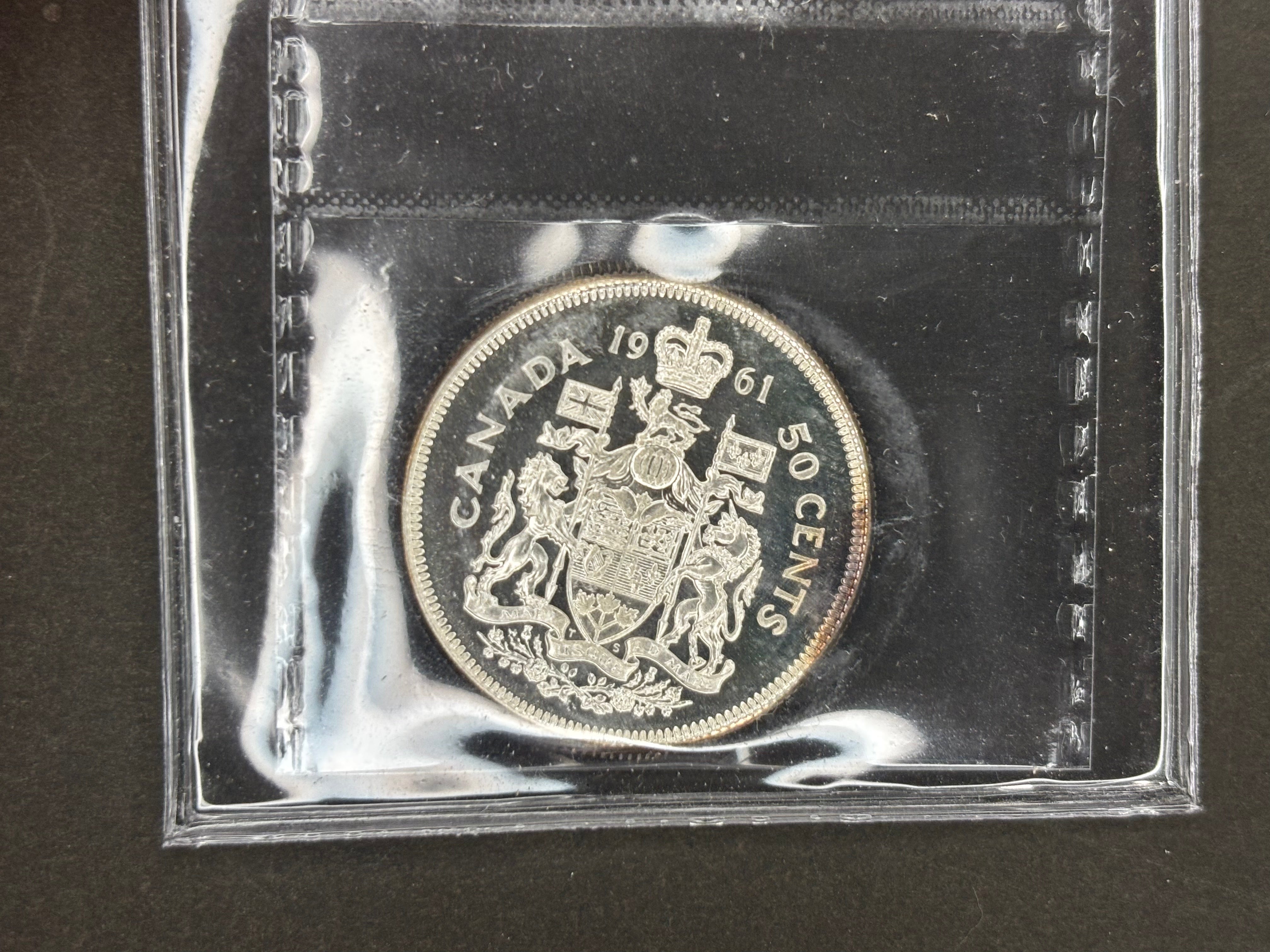 Canada Silver Coin - 50 cents - 1961 Heavy Cameo / ICCS PL66