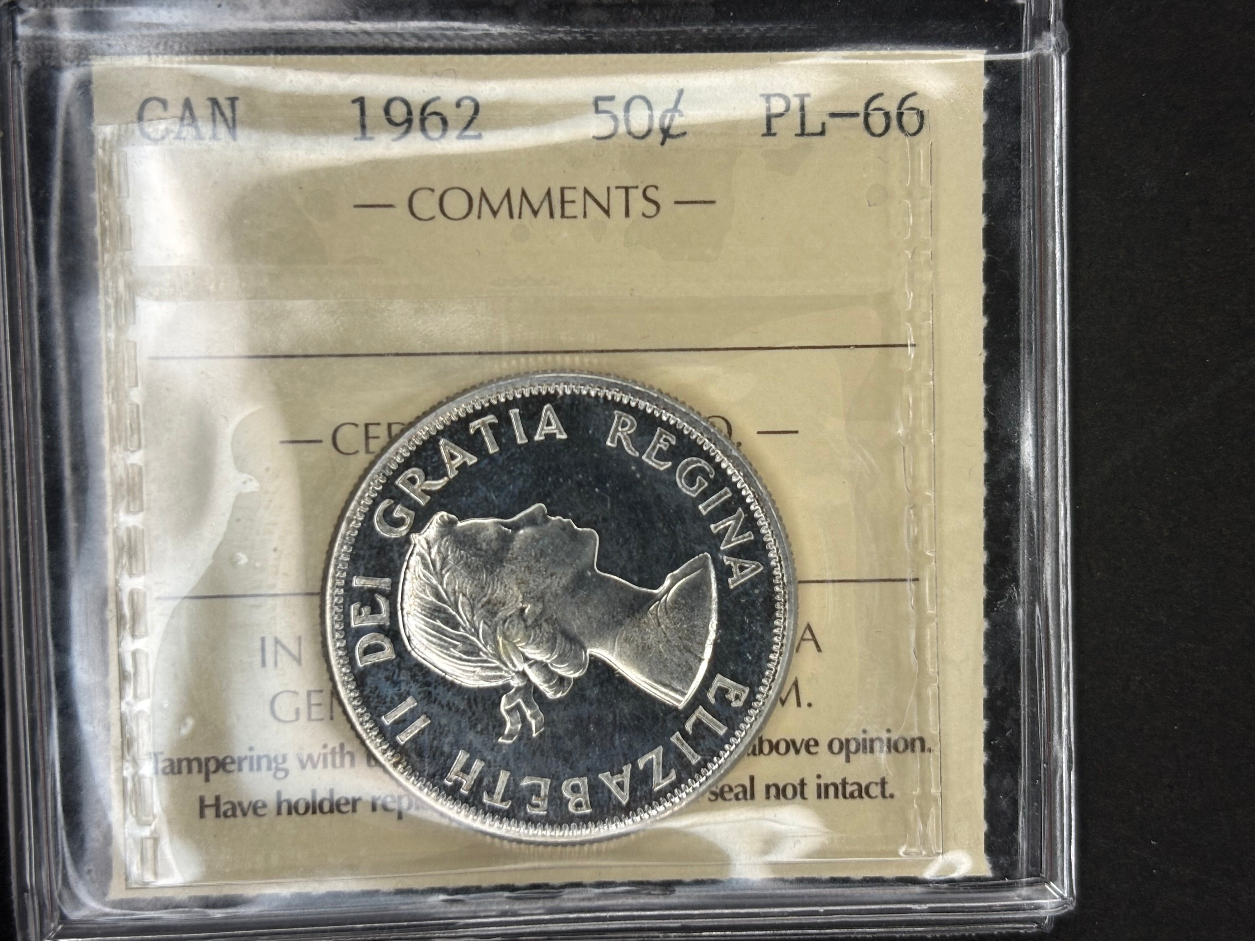 Canada Silver Coin - 50 cents - 1962 / ICCS PL66