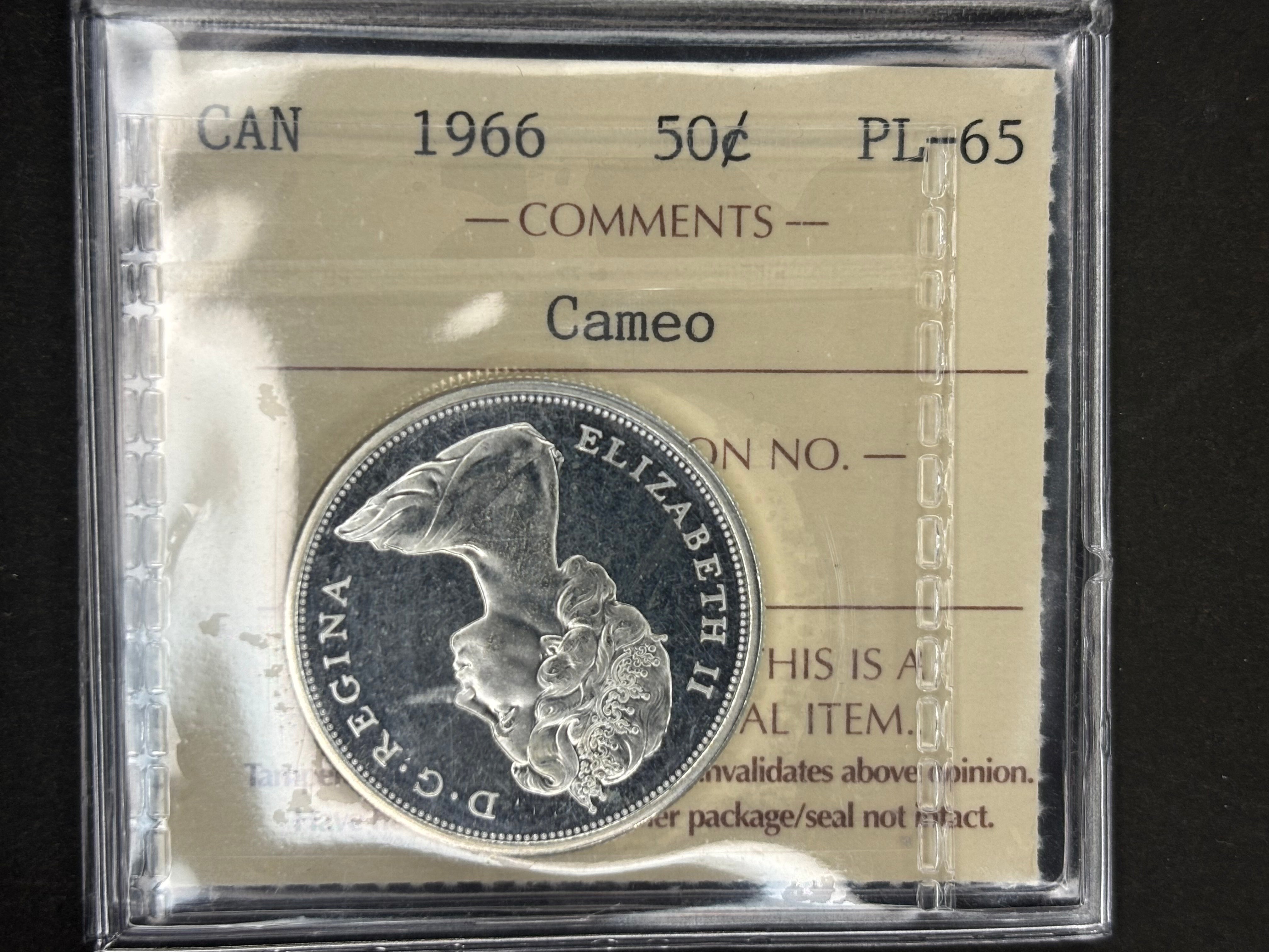 Canada Silver Coin - 50 cents - 1966 Cameo / ICCS PL65