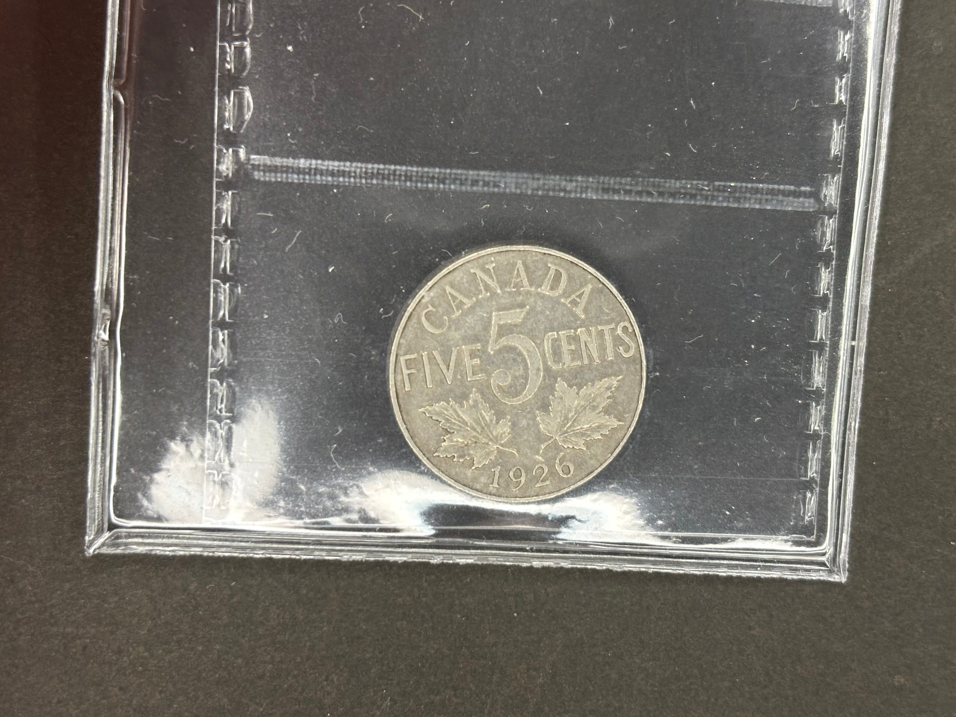 Pièce de 5 cents du Canada - 1926 ICCS VF30