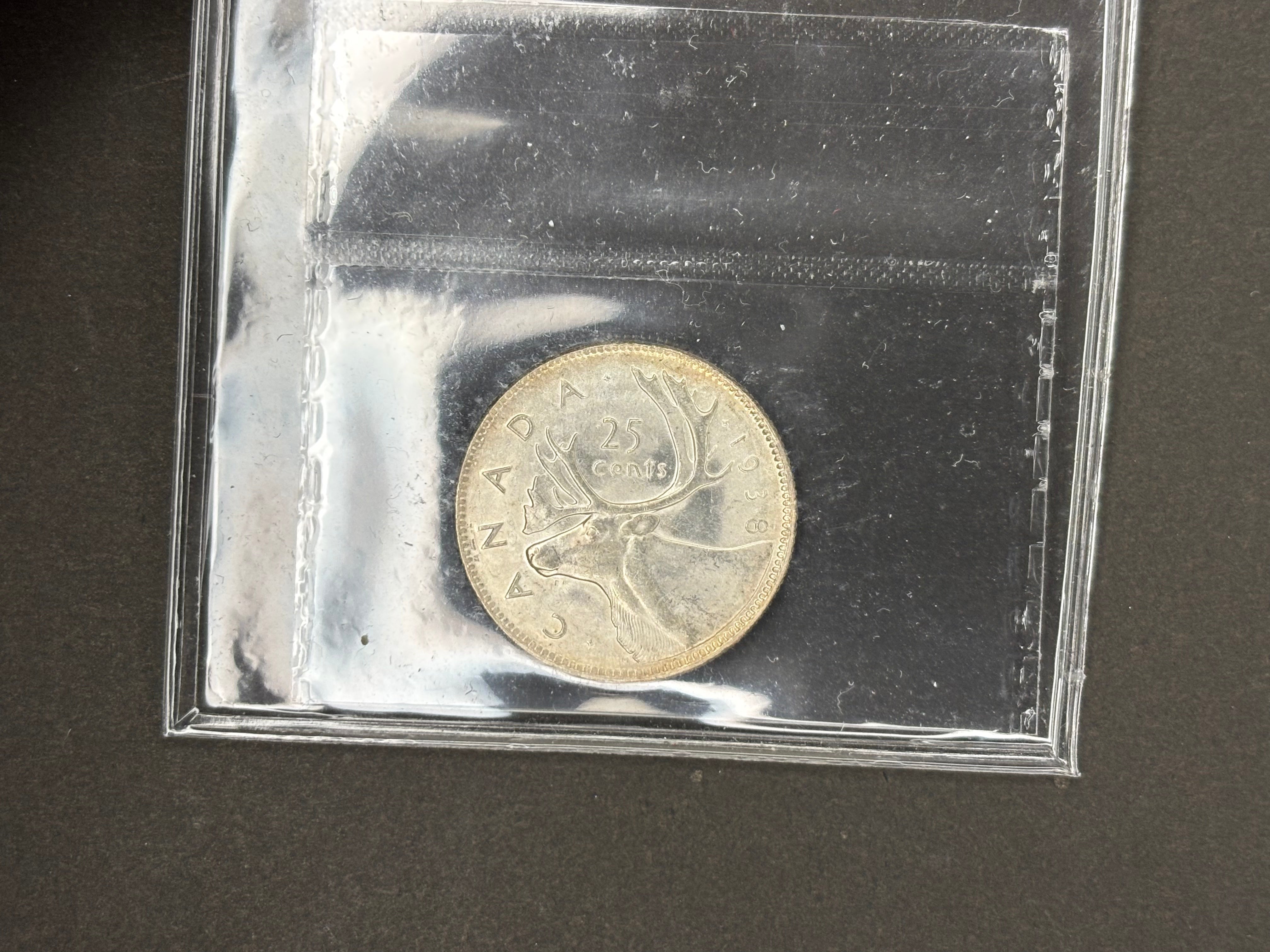 Canadian Silver coin - 25 cents - 1938 MS64