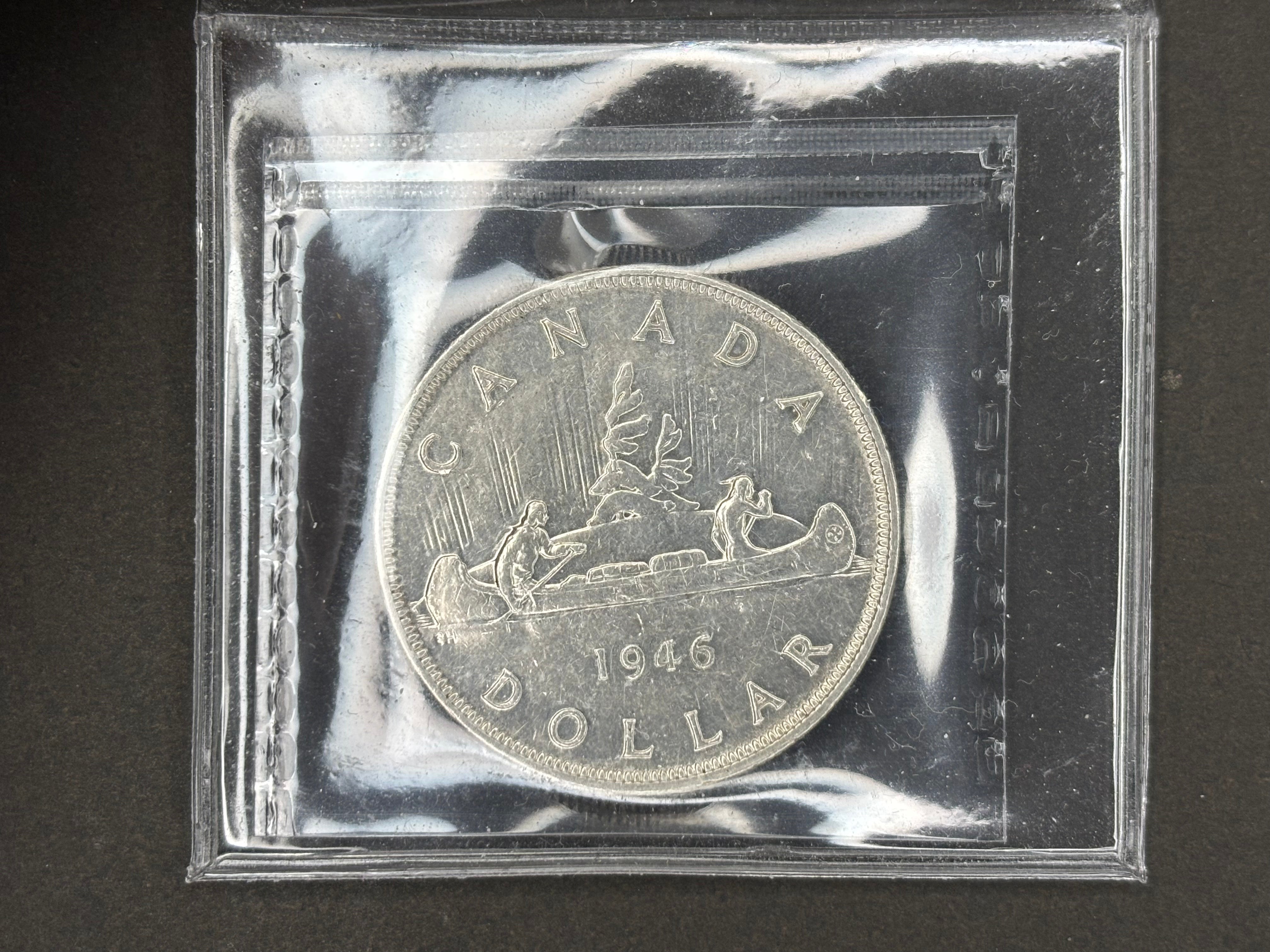 Canada Silver Coin - Dollar - 1946 ICCS AU50