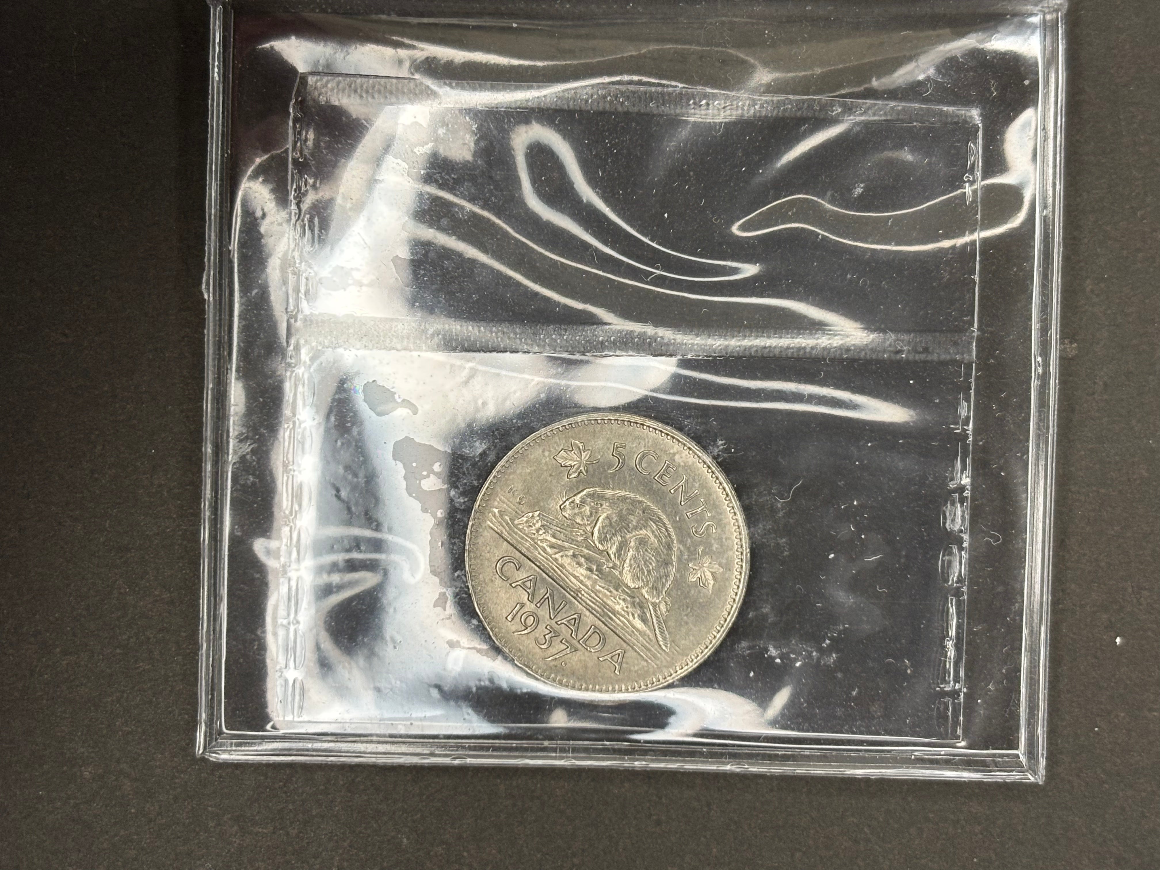 Canadian Nickel Coin - 5 cents - 1937 ICCS MS64