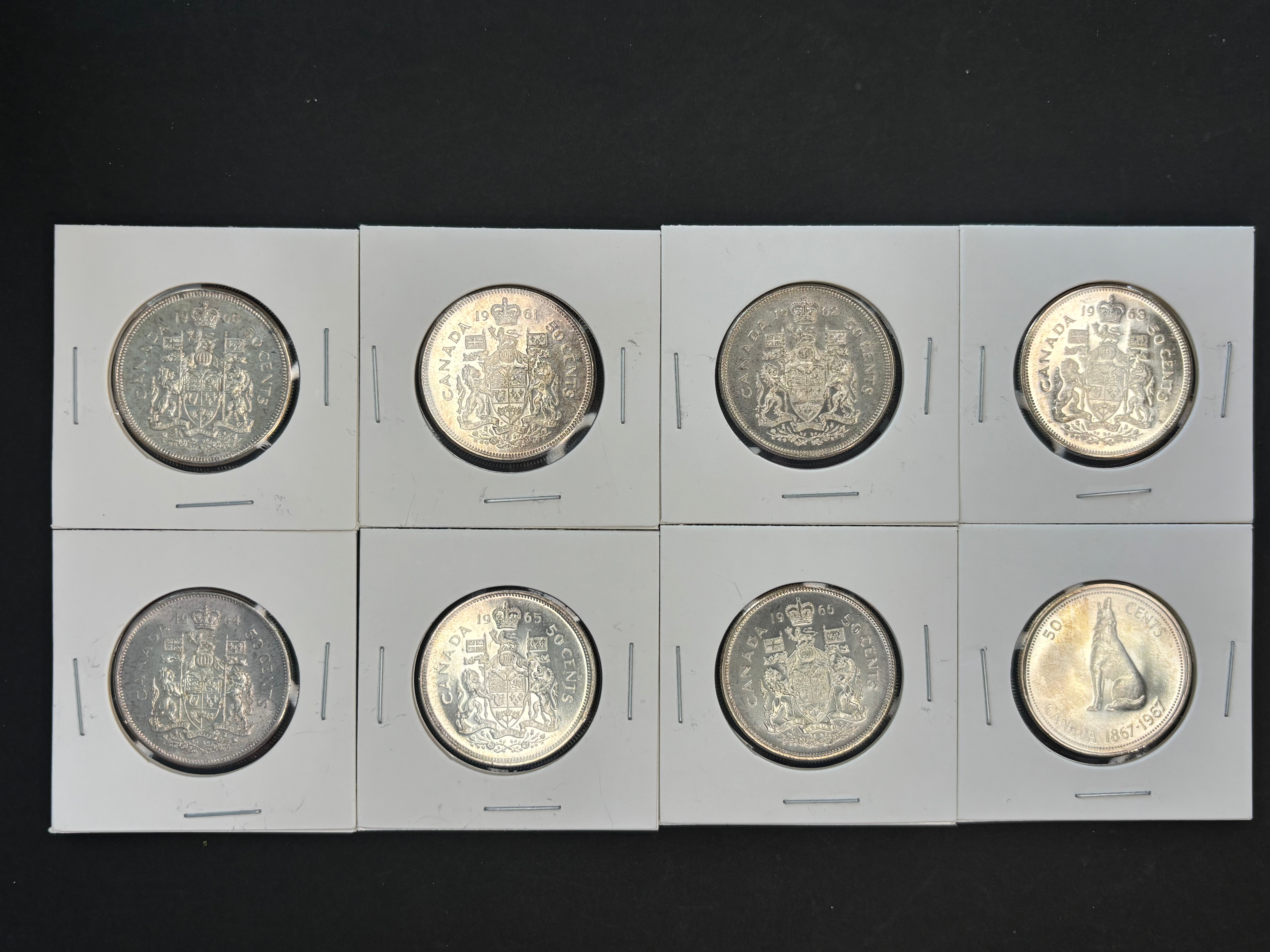 Canada Silver Coin - 50 cents - 1960 to 1967 (lot of 8)