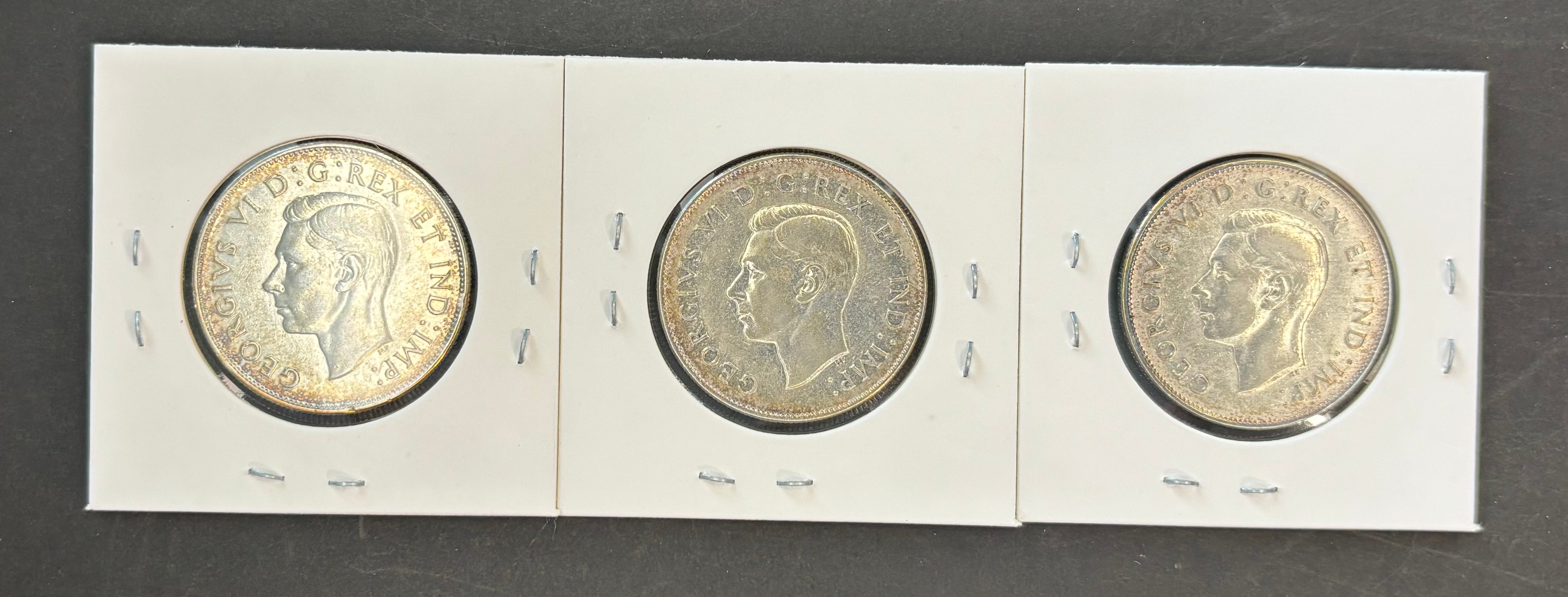 Canada Silver Coin - 50 cents - 1947 Straight & Curve (Lot of 3)