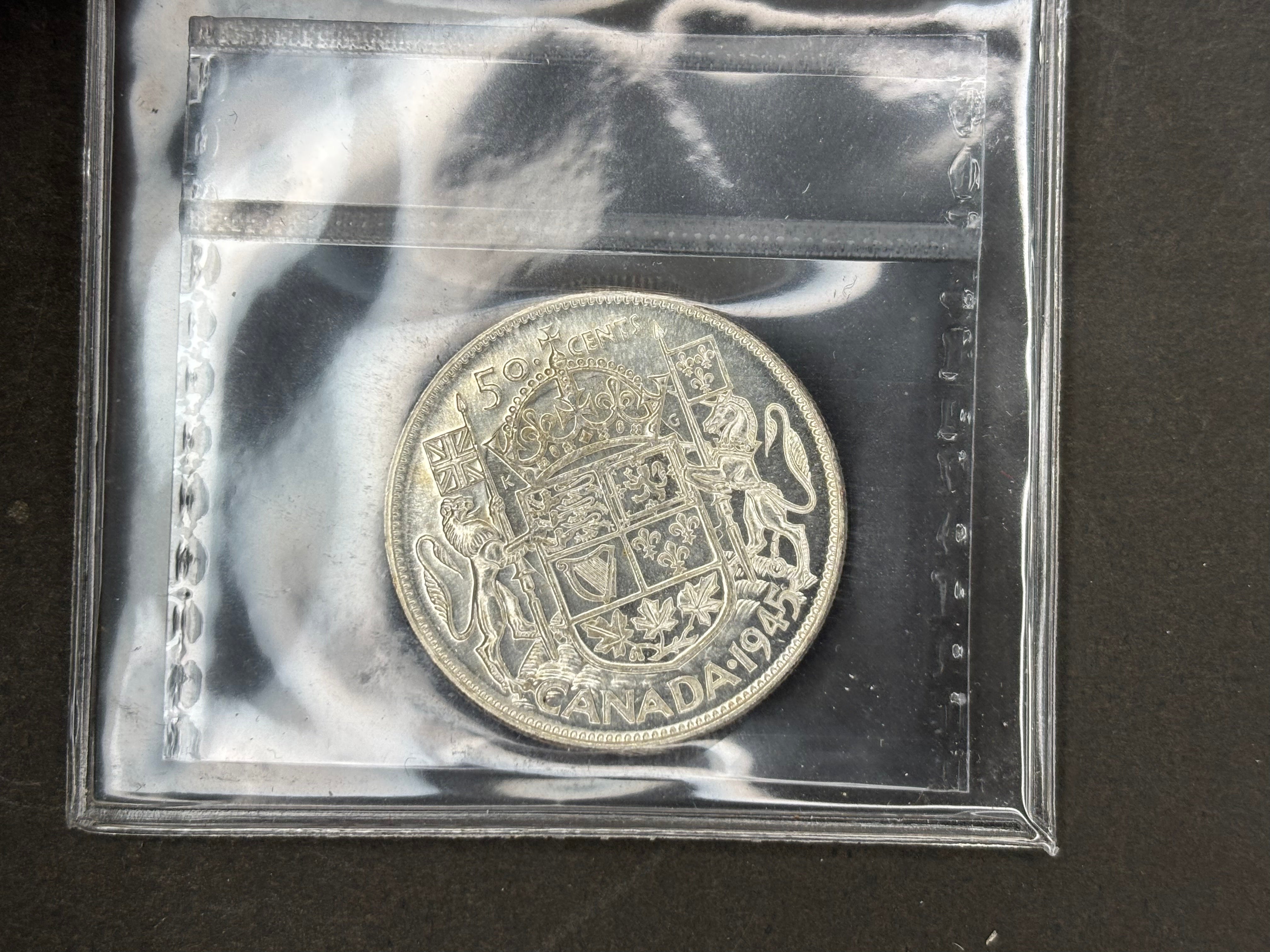 Canada Silver Coin - 50 cents - 1945 / ICCS MS63