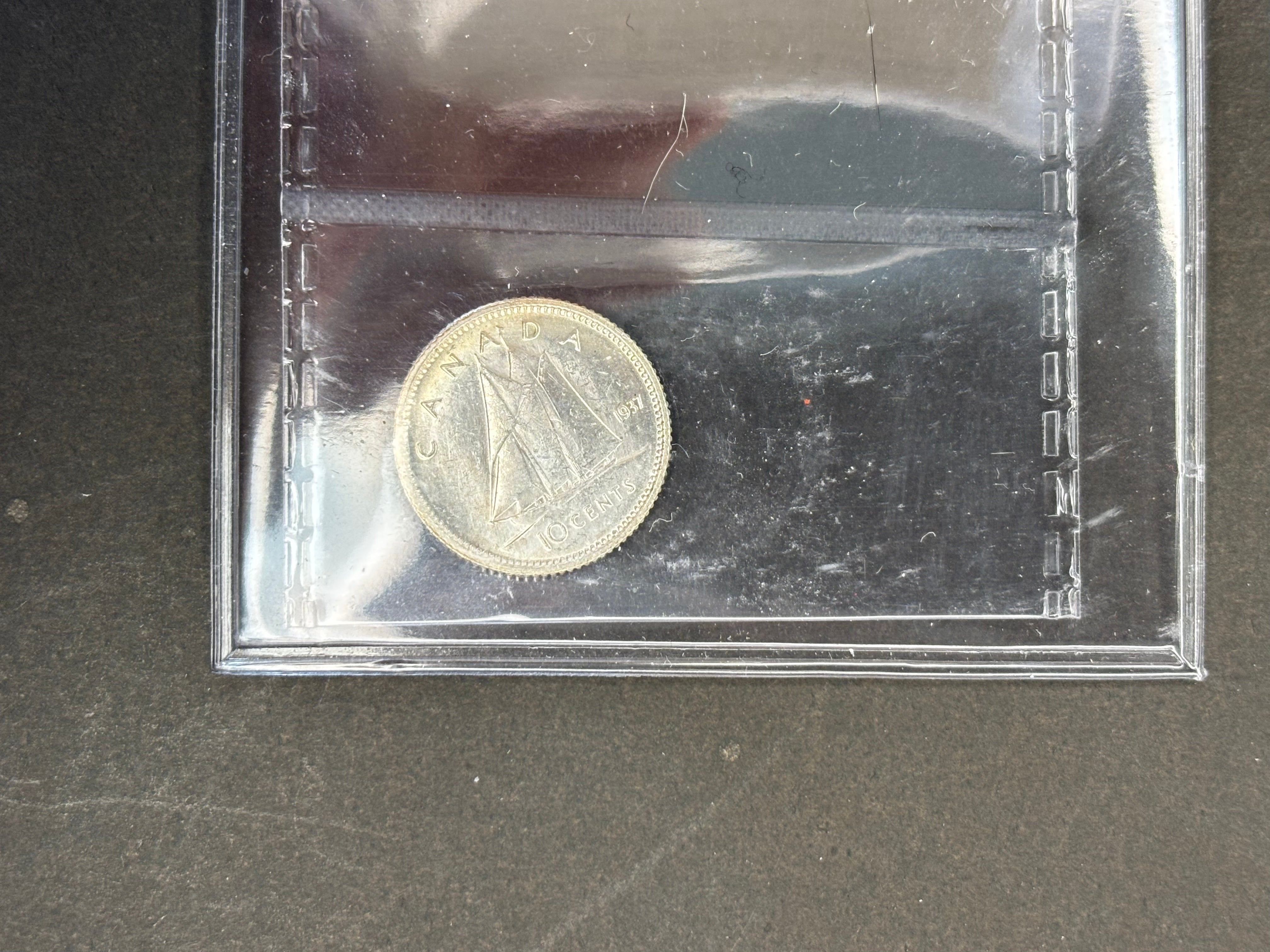 Canadian Silver Coin - 10 cent - 1937 ICCS MS64