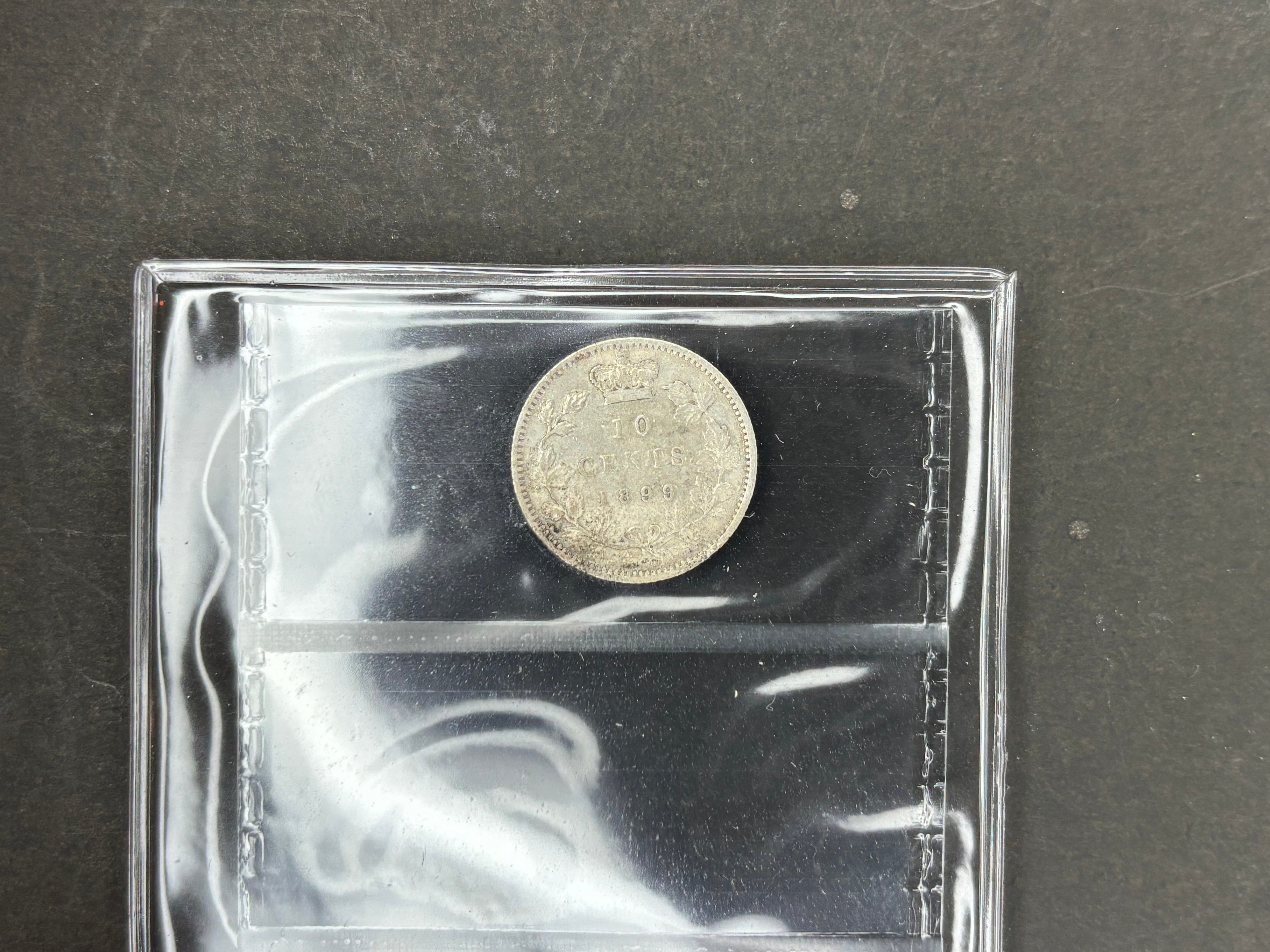 Canadian Silver Coin - 10 cents - 1899 L9 VF30 ICCS