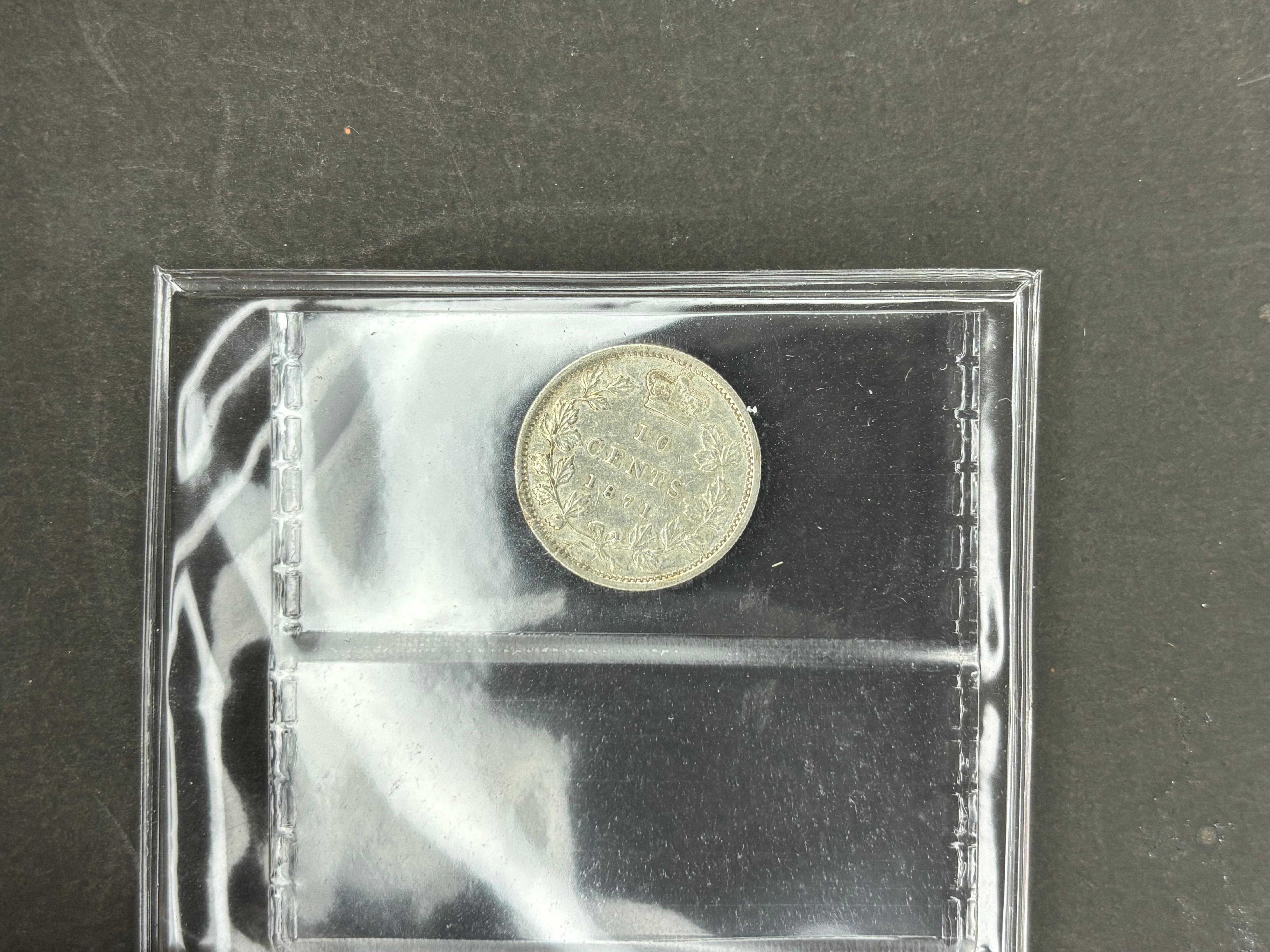 Canadian Silver Coin - 10 cents - 1871 VF30 ICCS