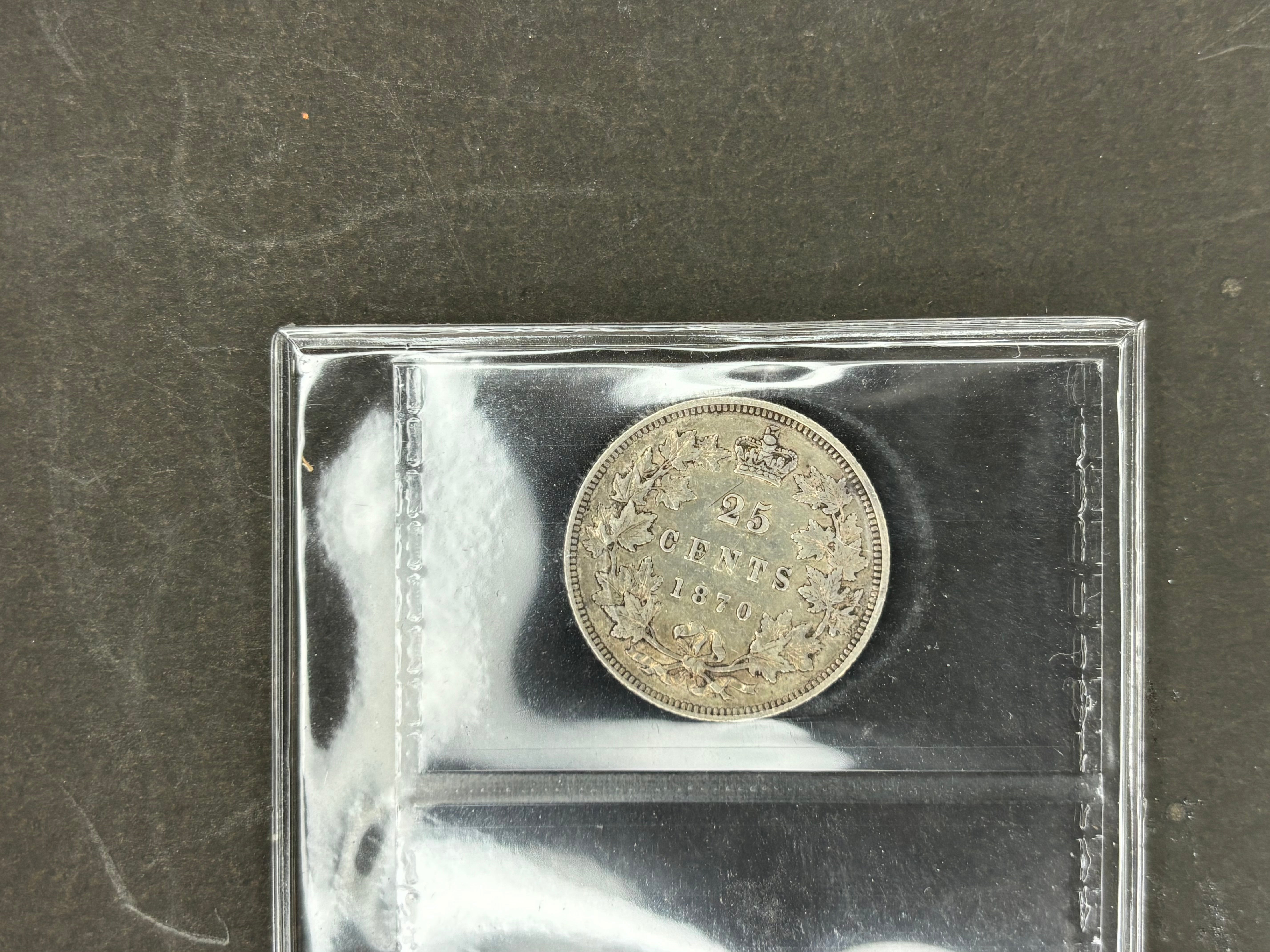 Canadian Silver Coin - 25 cents - 1870 Obv1 - VF30 ICCS