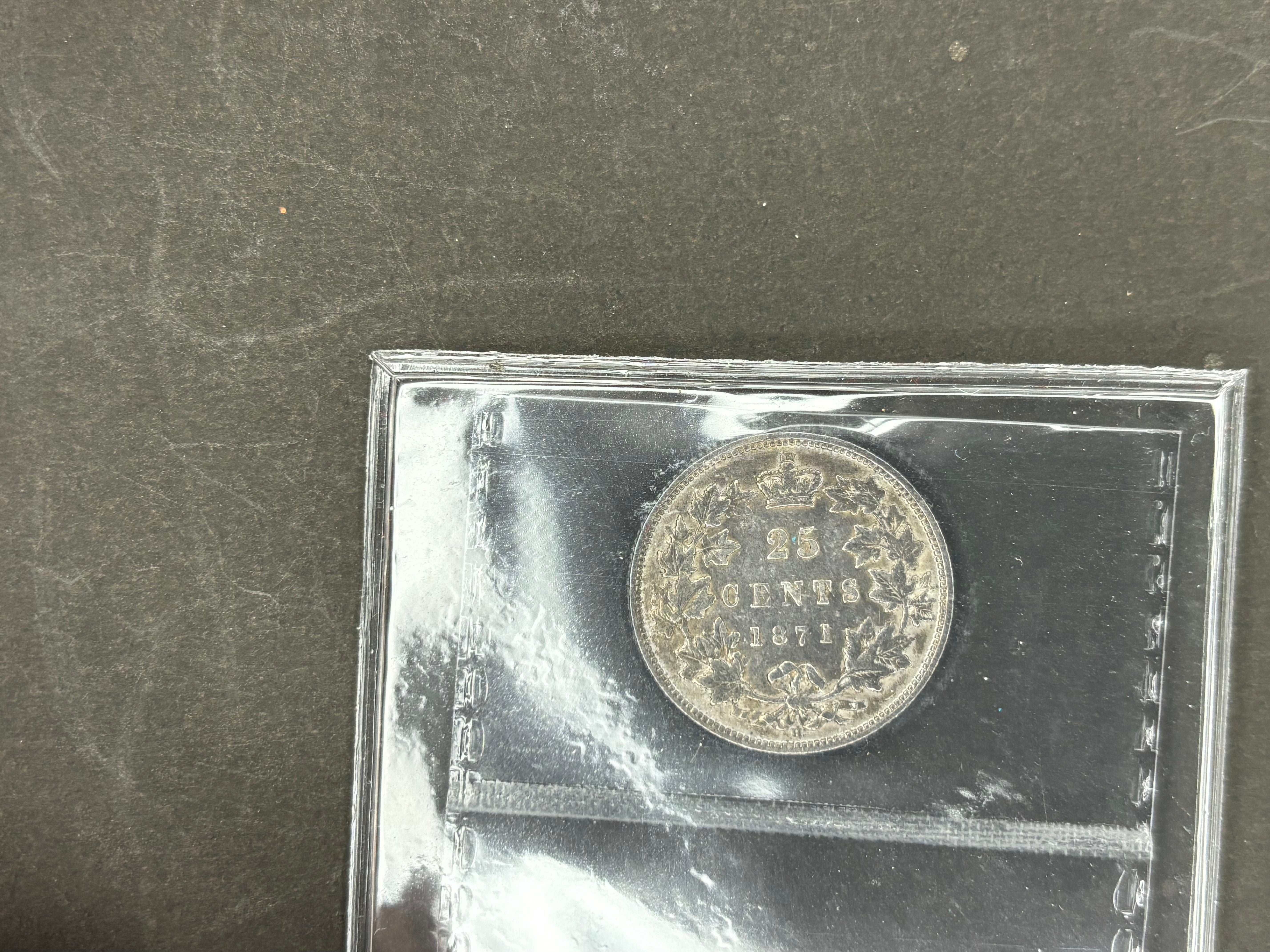 Canadian Silver Coin - 25 cents - 1871H Obv2 - F15 ICCS