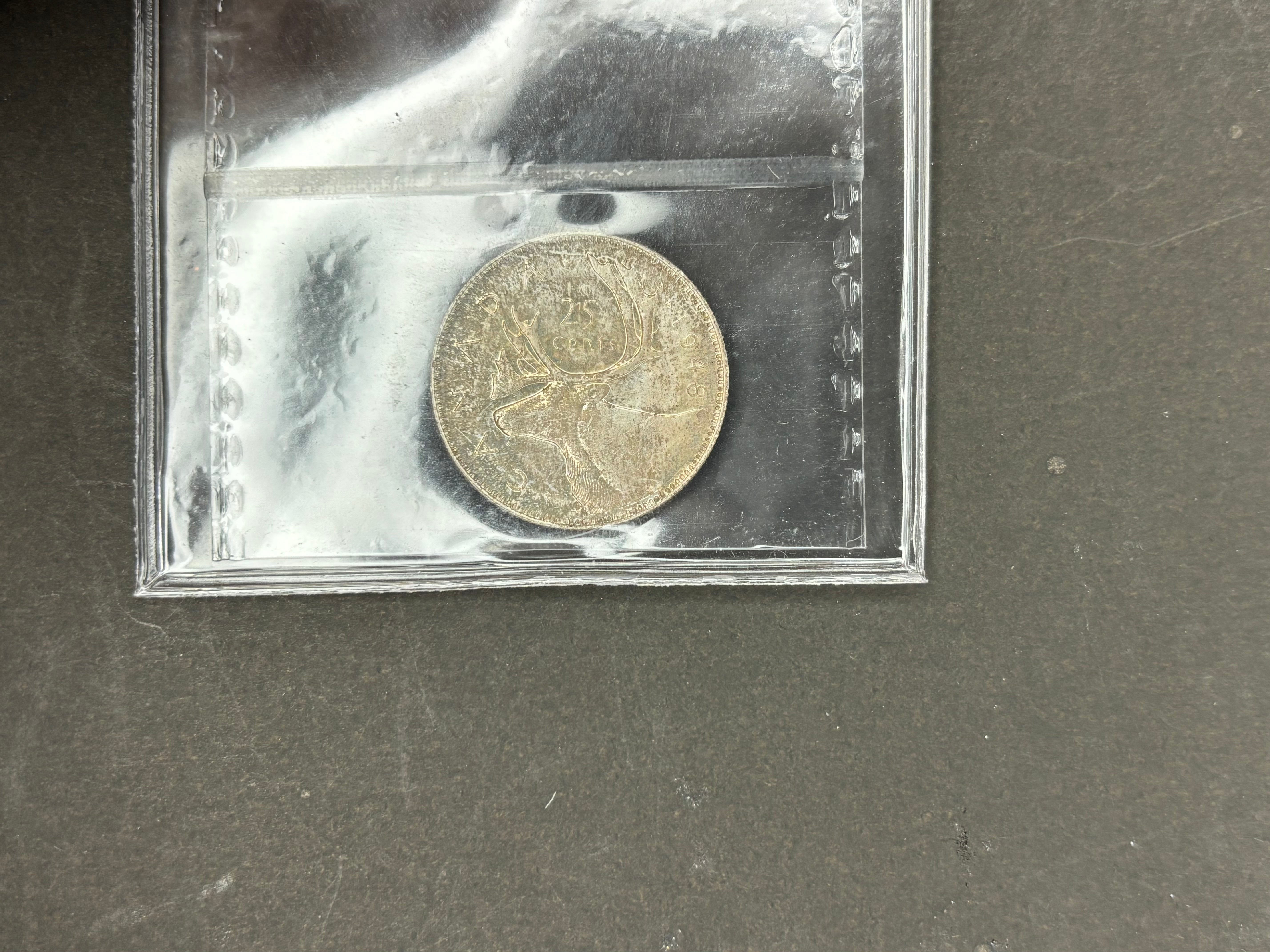 Canadian Silver Coin - 25 cents - 1948 - MS64 ICCS