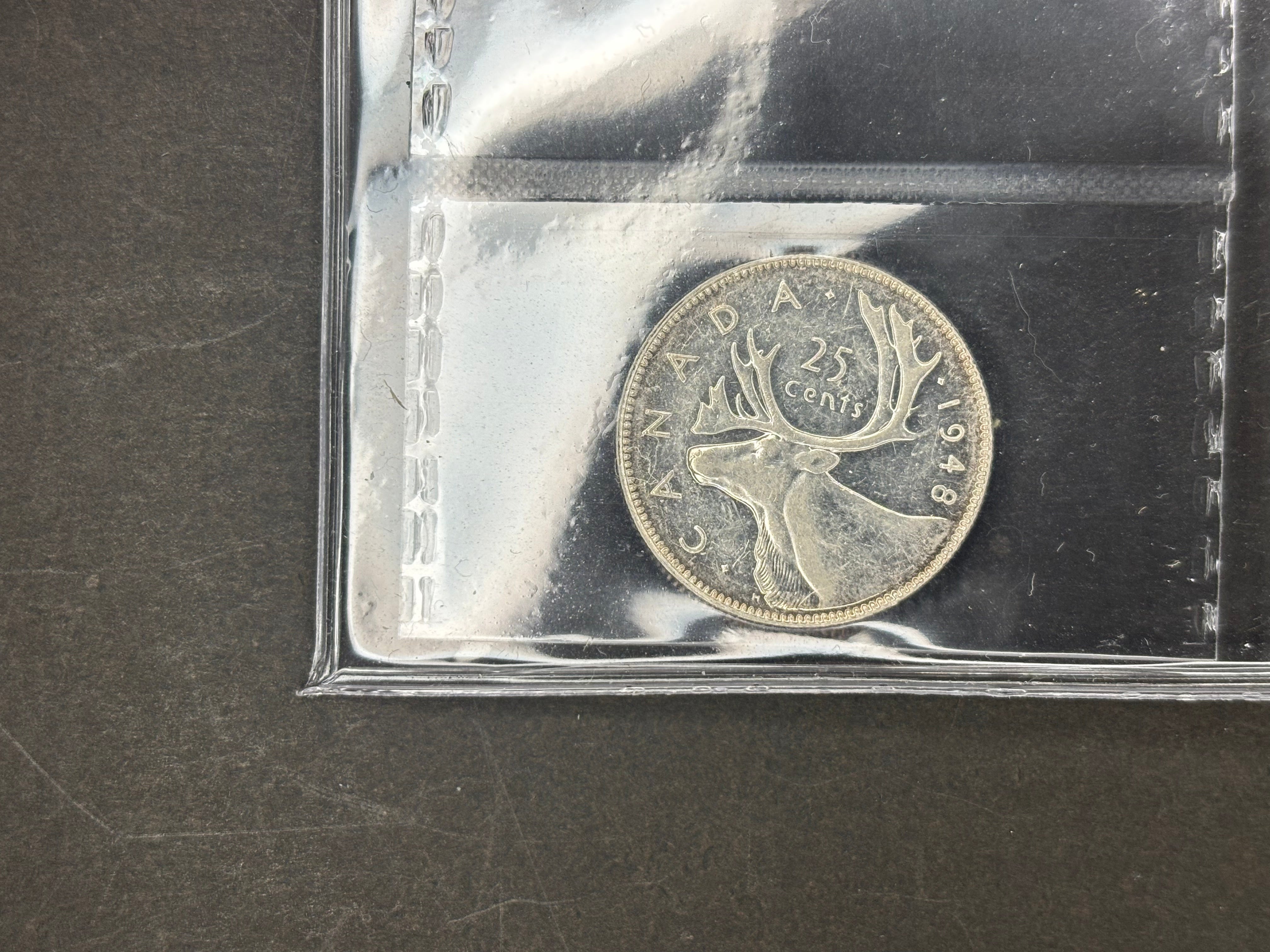 Canadian Silver Coin - 25 cents - 1948 - AU50 ICCS