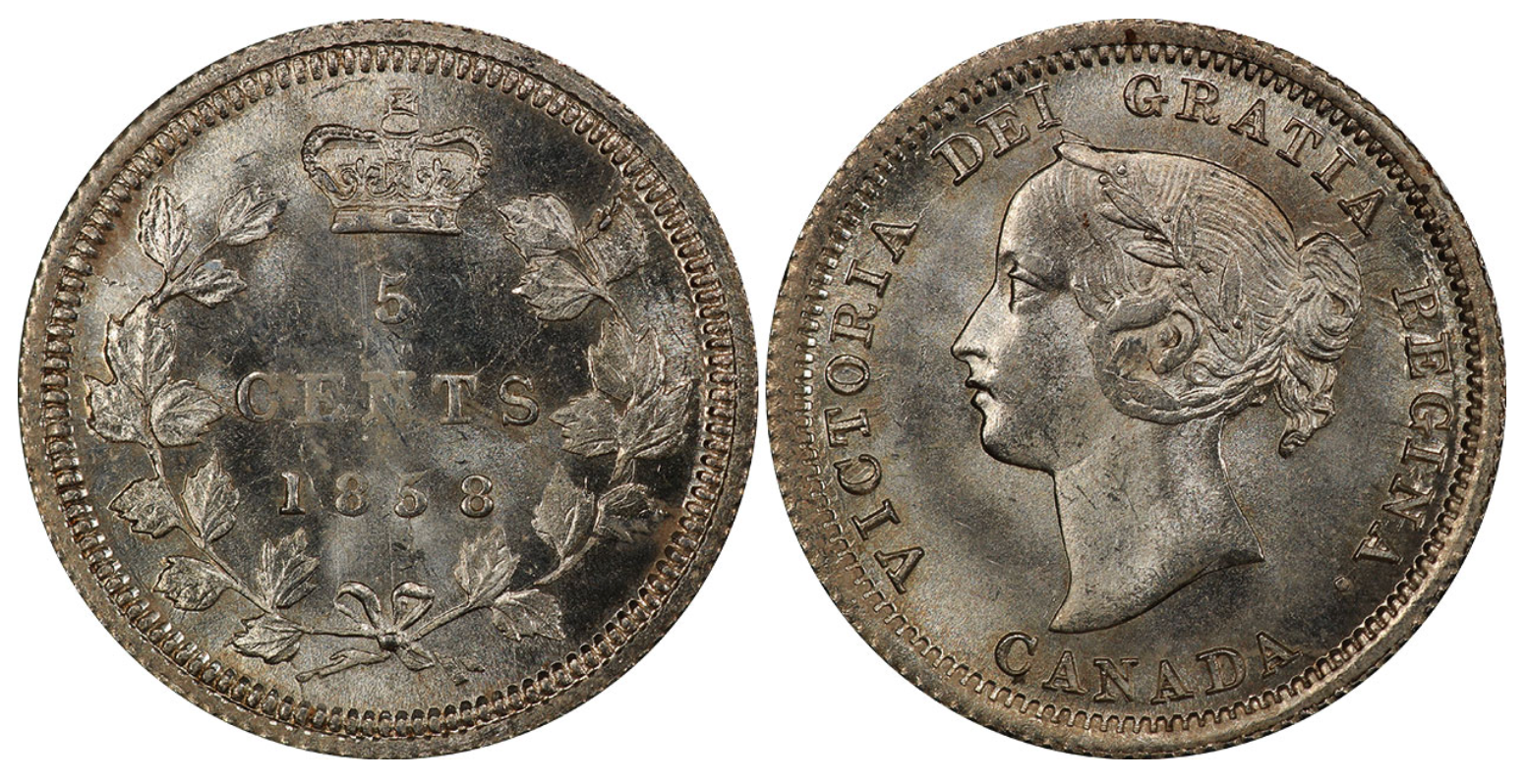 The First Canadian Five-Cent Coin – 5 Cents 1858