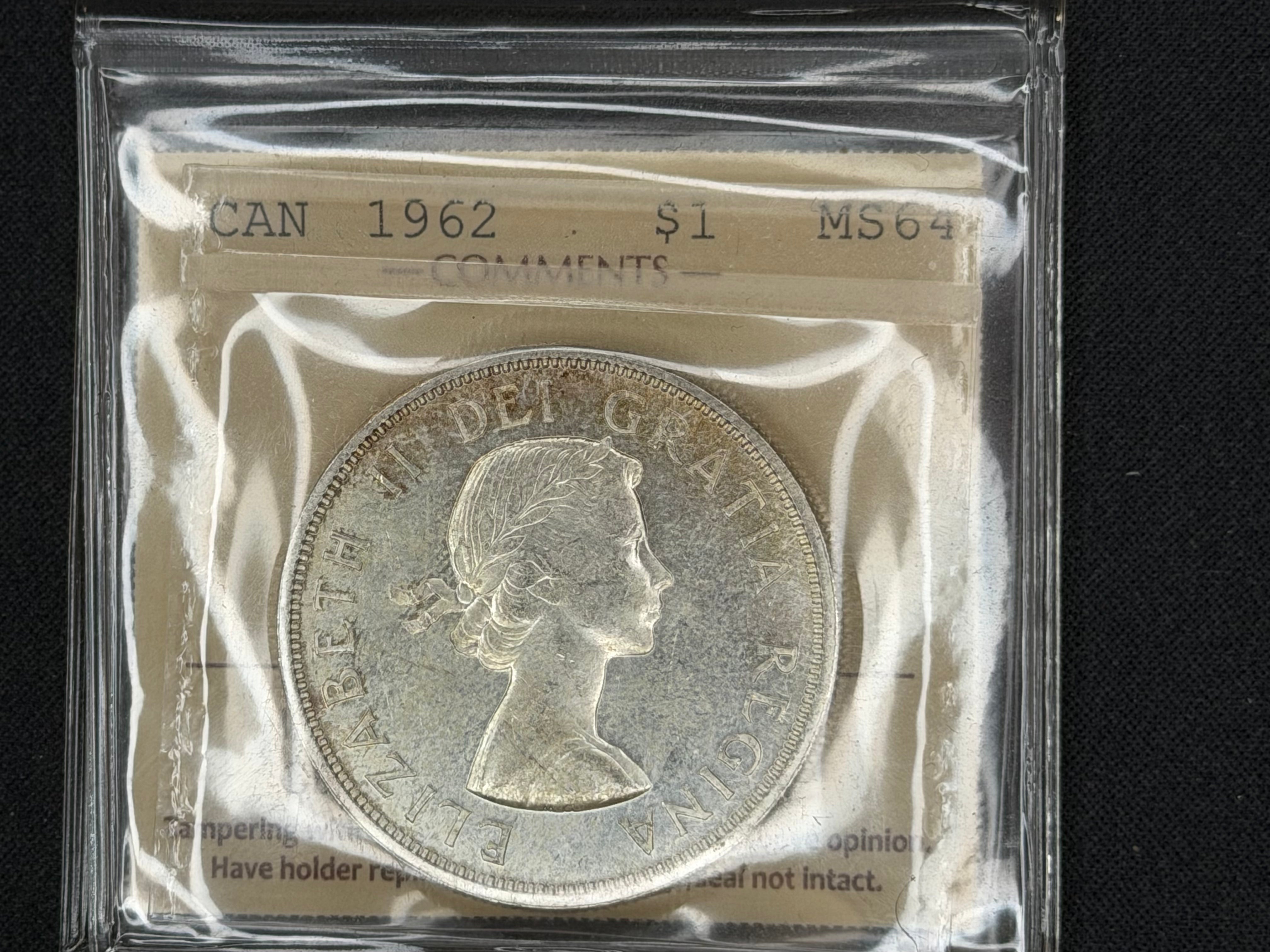 Canadian Silver Coin - Dollar - 1962 - MS64 ICCS