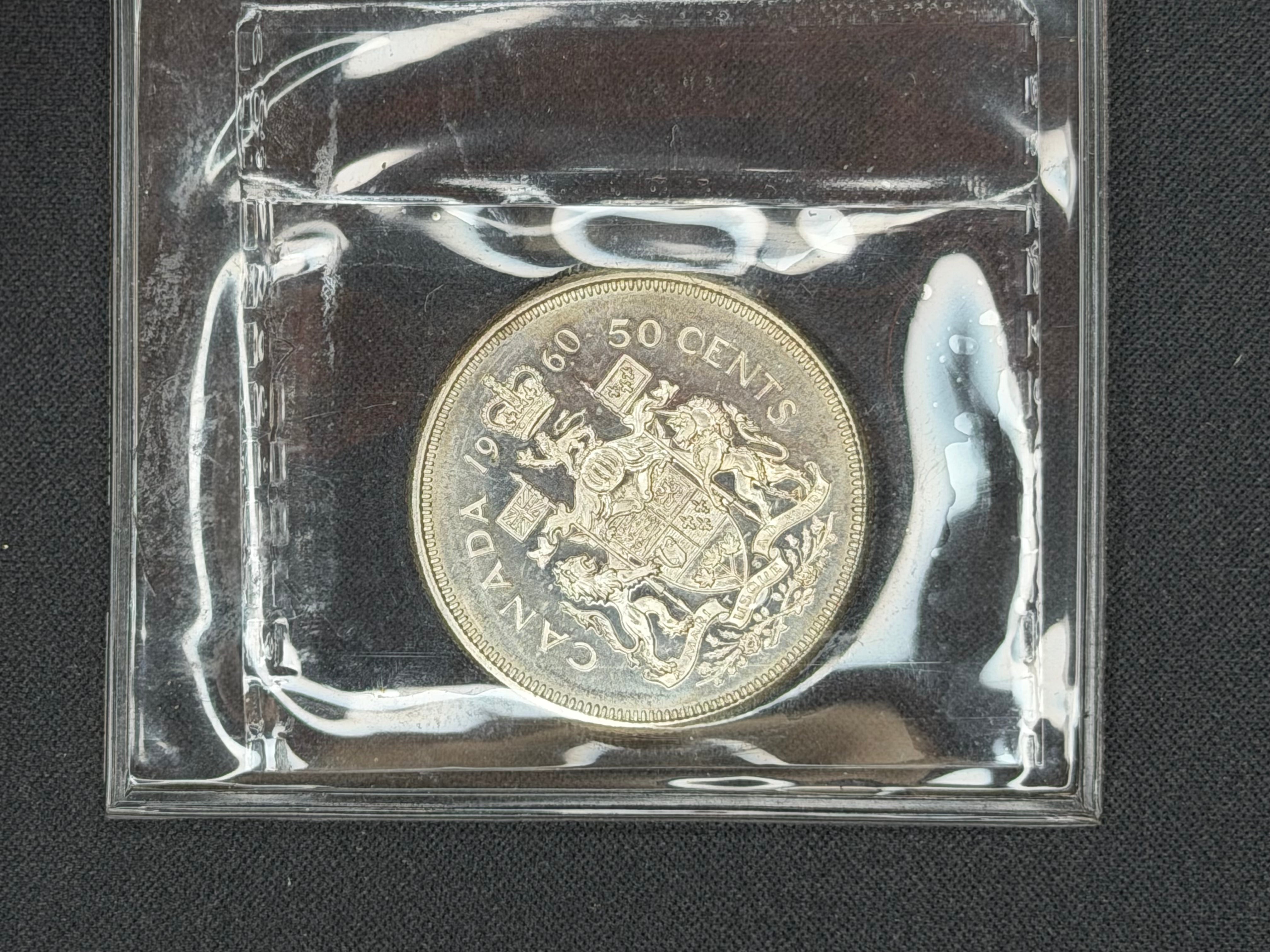 Canadian Silver Coin - 50 cents - 1960 - MS64 ICCS