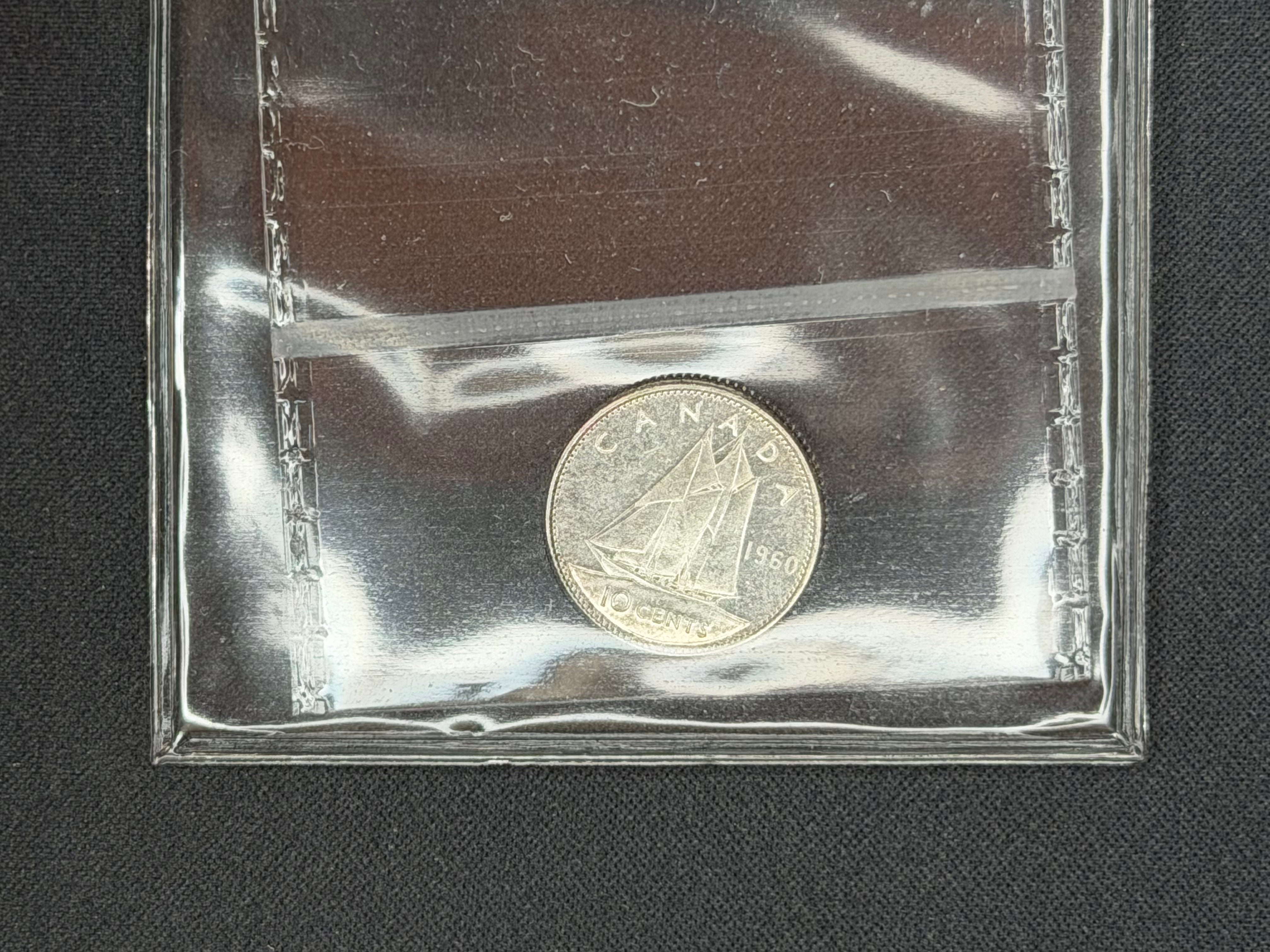 Canadian Silver Coin - 10 cents - 1960 - MS64 ICCS