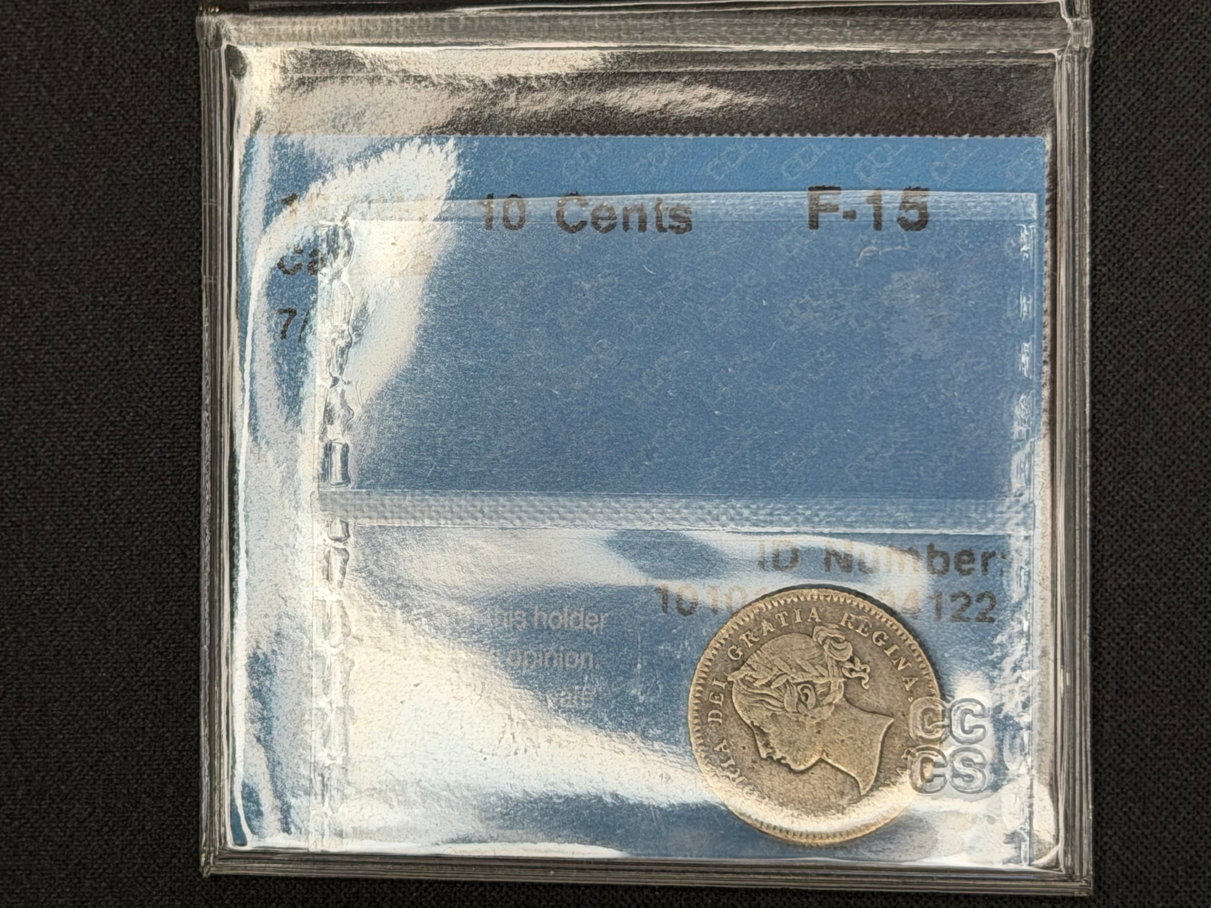 Canadian Silver Coin - 10 cents -1871H 7/7 - F15 CCCS