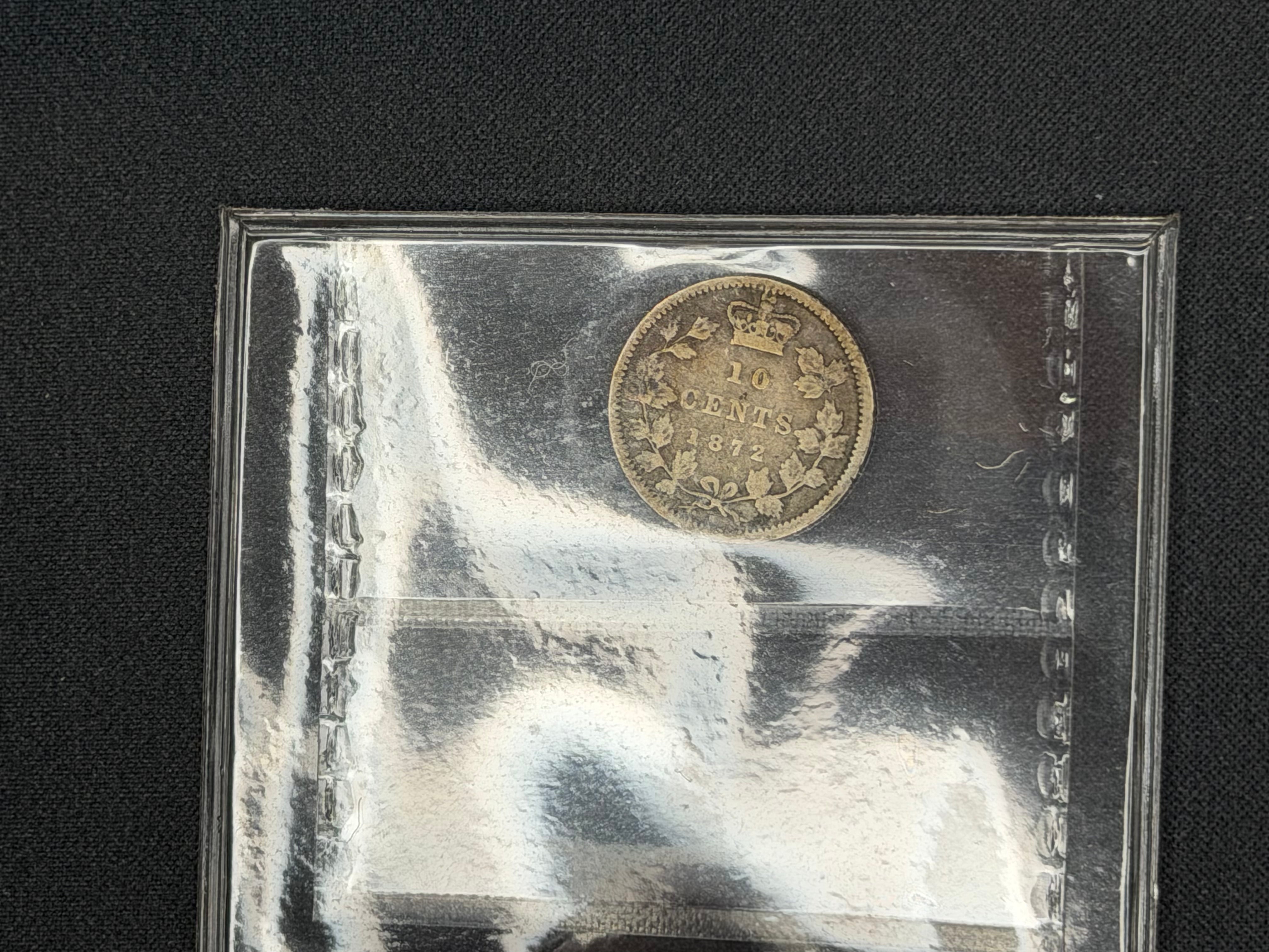 Key date Canadian Silver Coin - 10 cents -1872H - VG10 ICCS