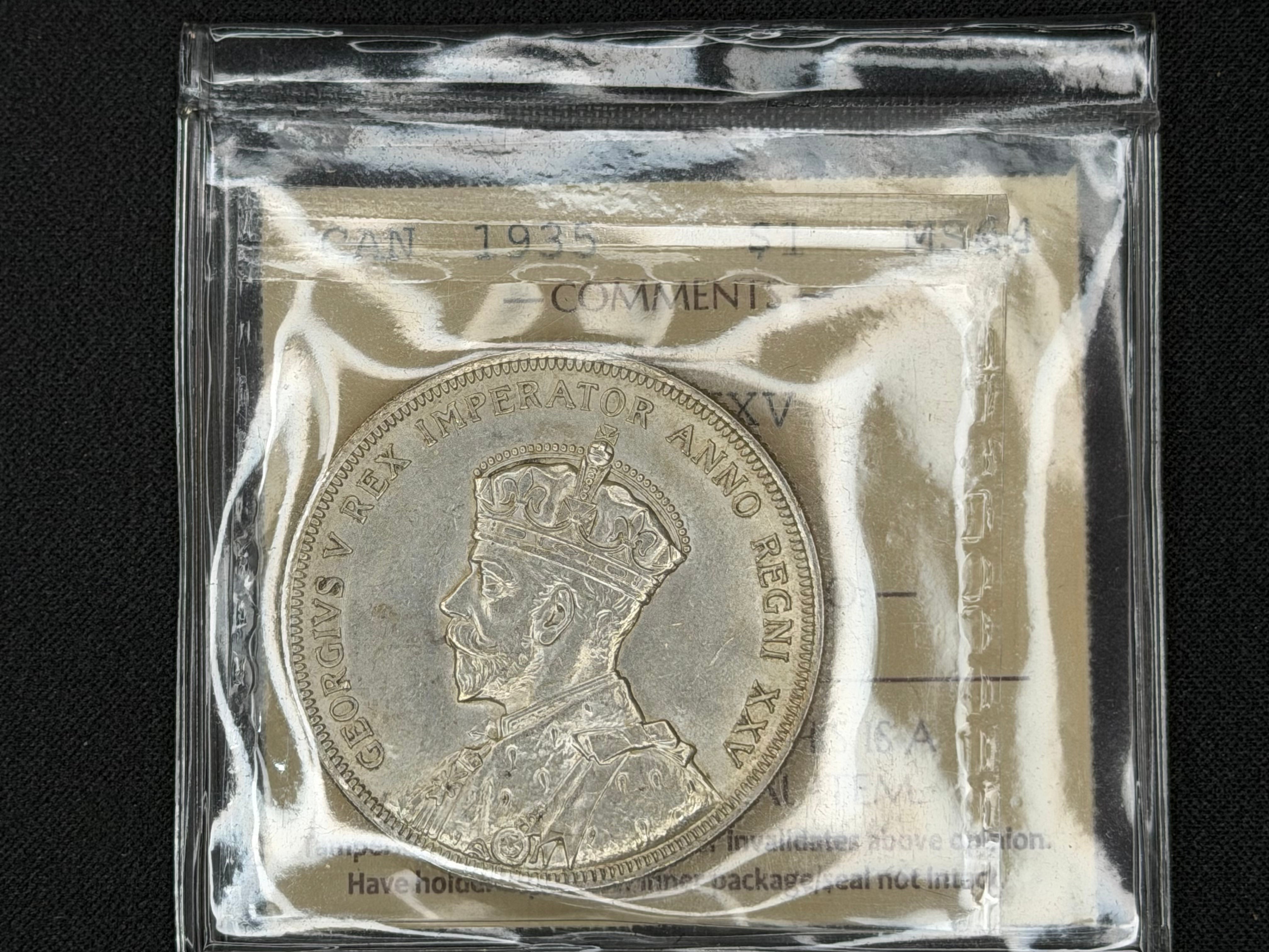 Canadian Silver Coin - Dollar - 1935 Dbl XXV - MS64 ICCS