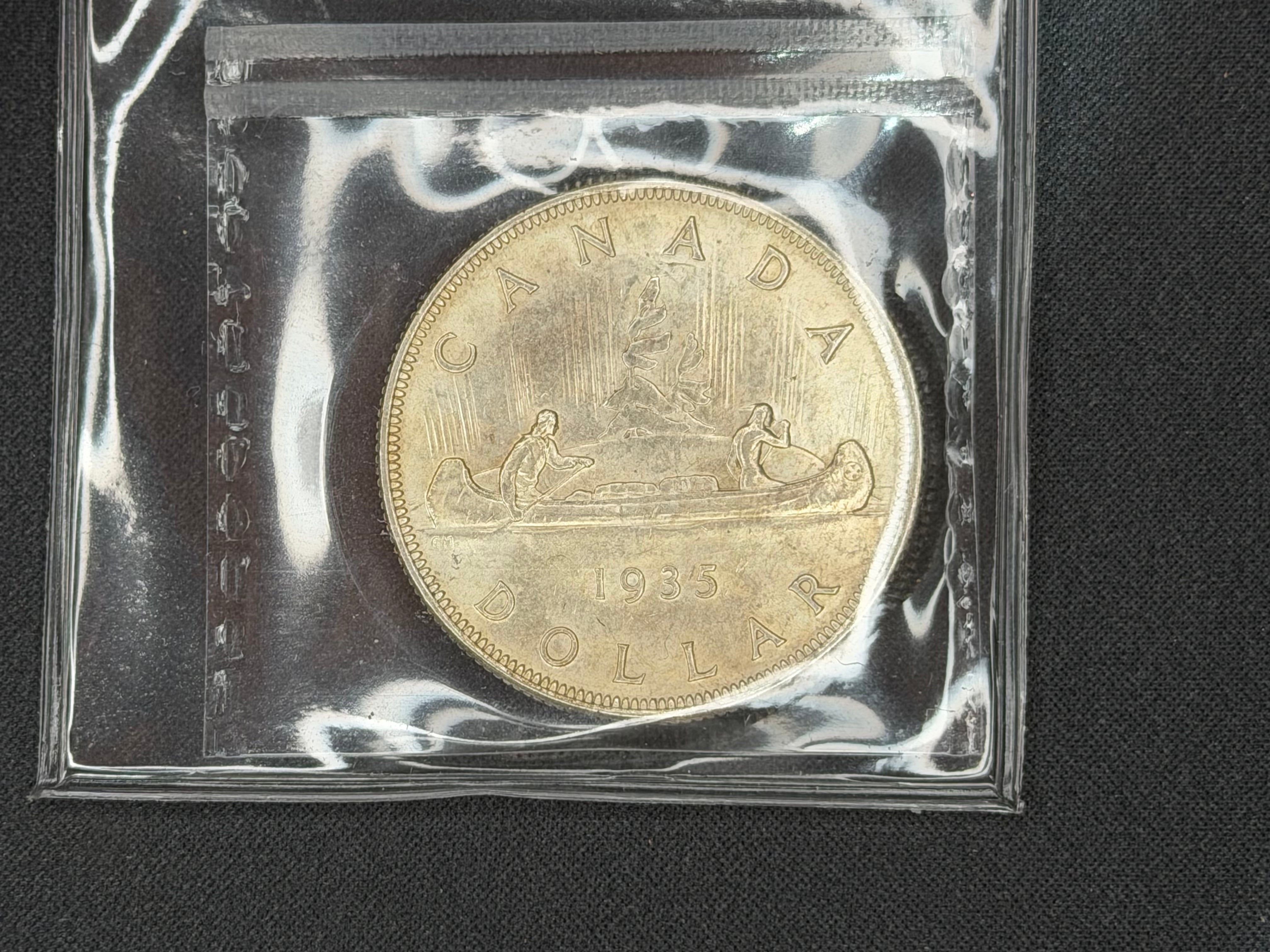 Canadian Silver Coin - Dollar - 1935 Dbl XXV - MS64 ICCS