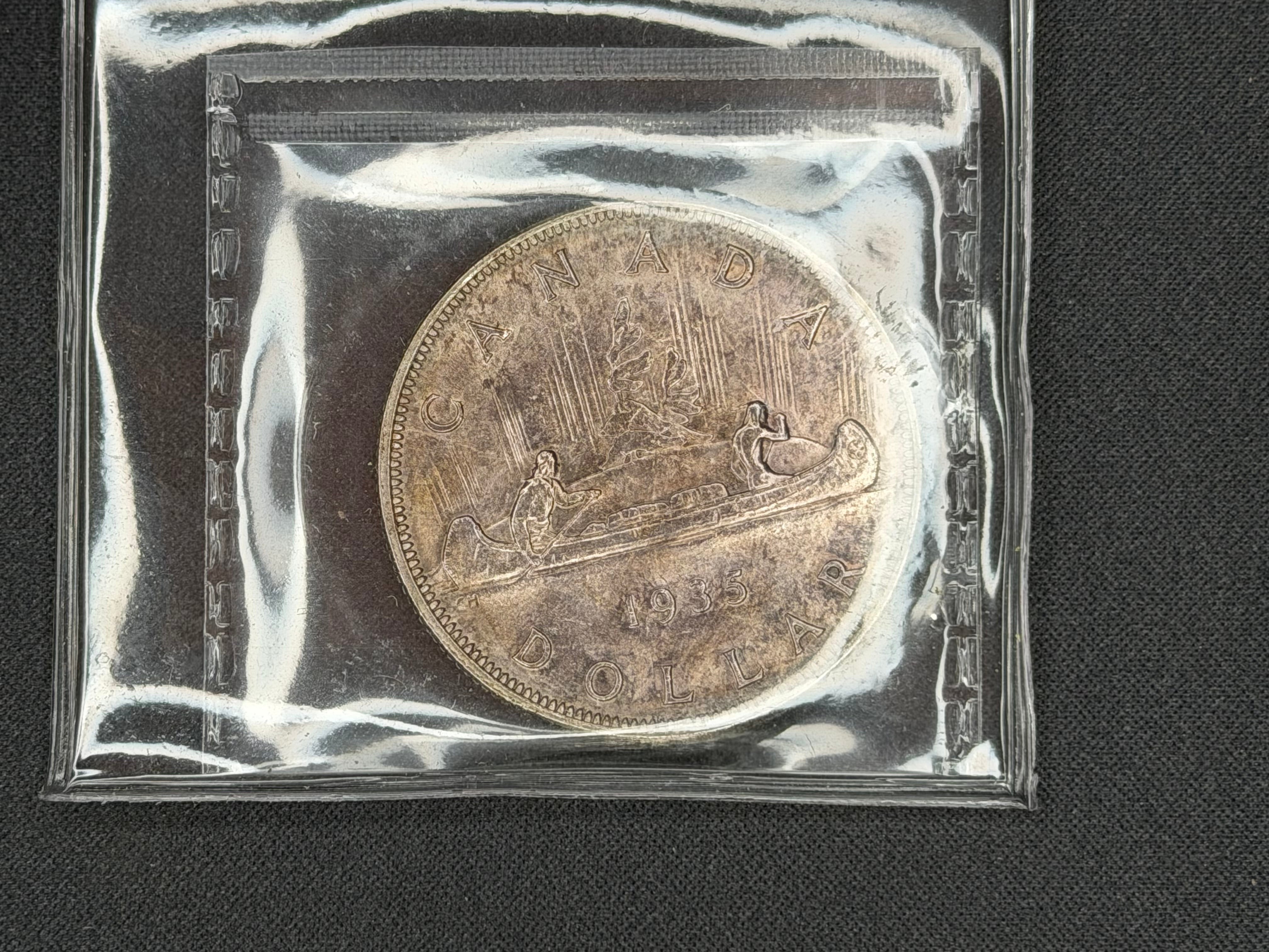 Canadian Silver Coin - Dollar - 1935 Double Voyager Toned - MS64 ICCS