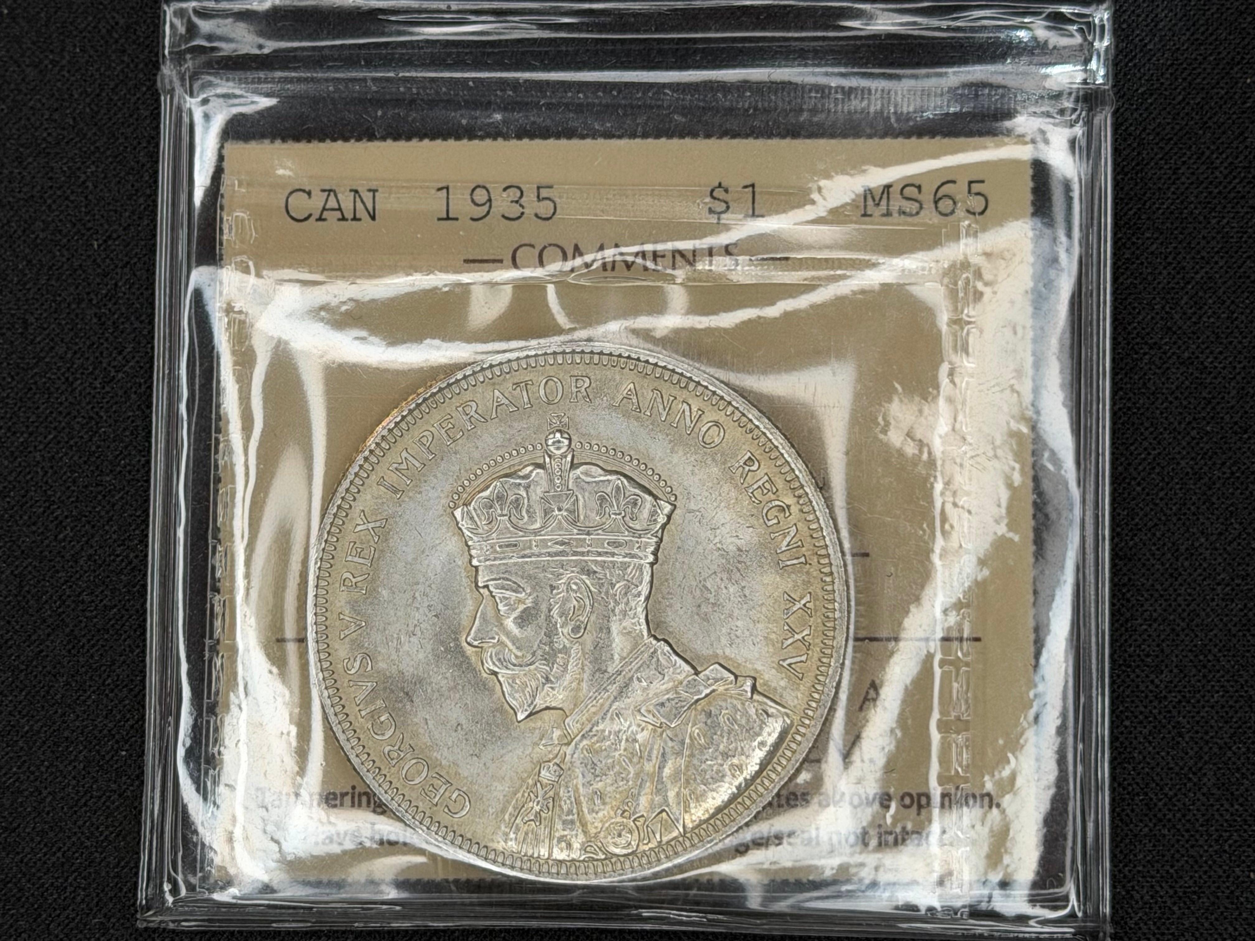 Canadian Silver Coin - Dollar - 1935 MS65 ICCS