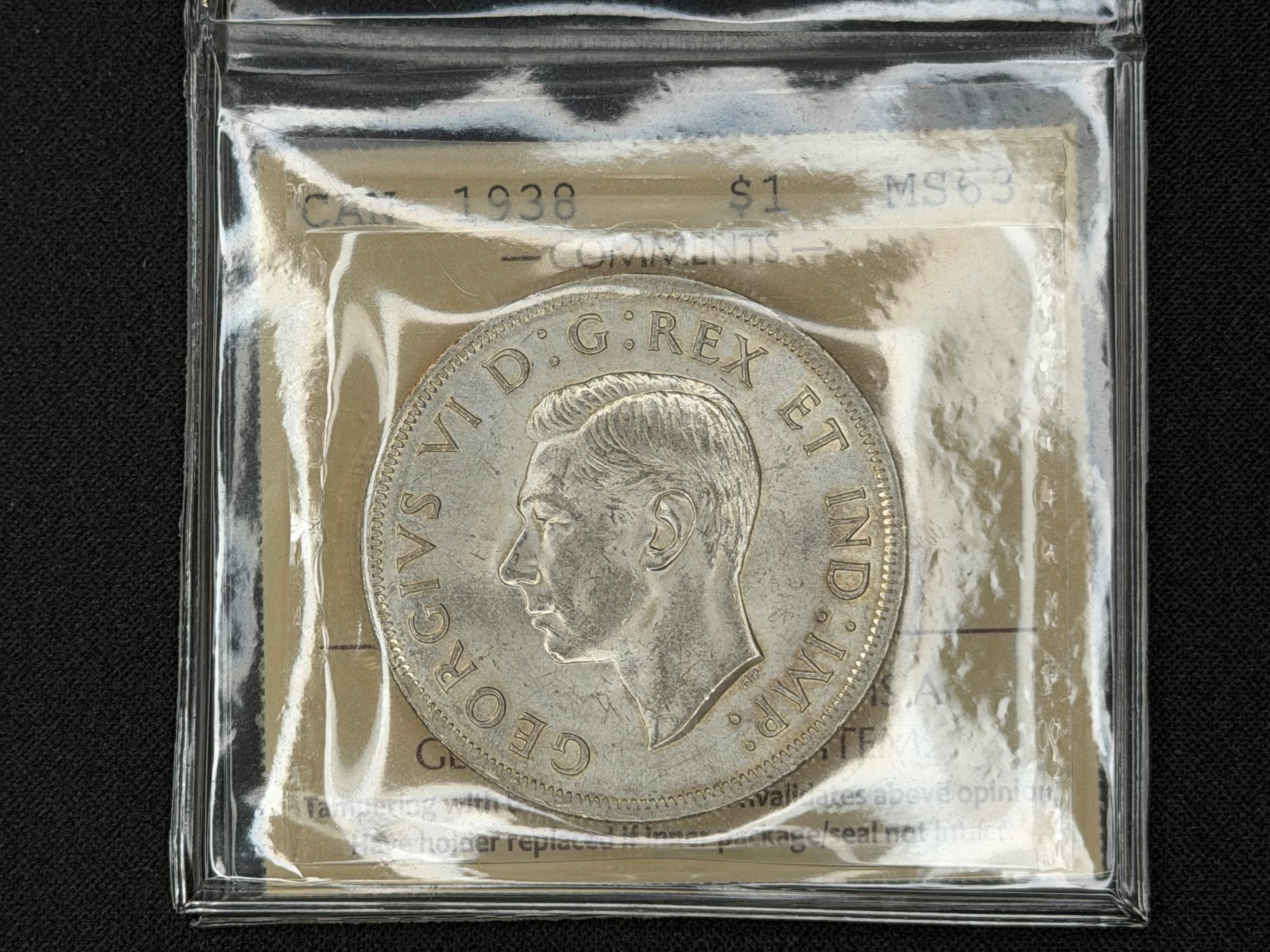 Canadian Silver Coin - Dollar - 1938 - MS63 ICCS