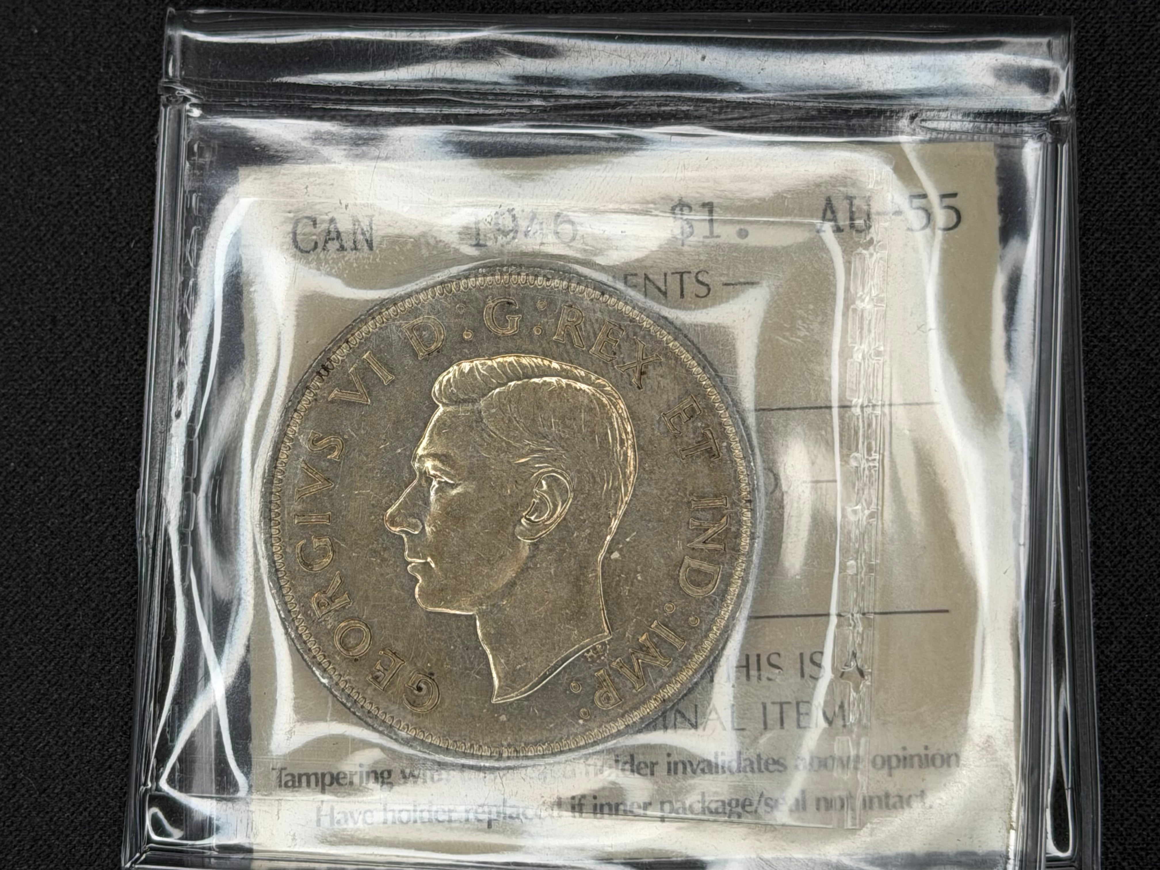 Canadian Silver Coin - Dollar - 1946 AU55 ICCS