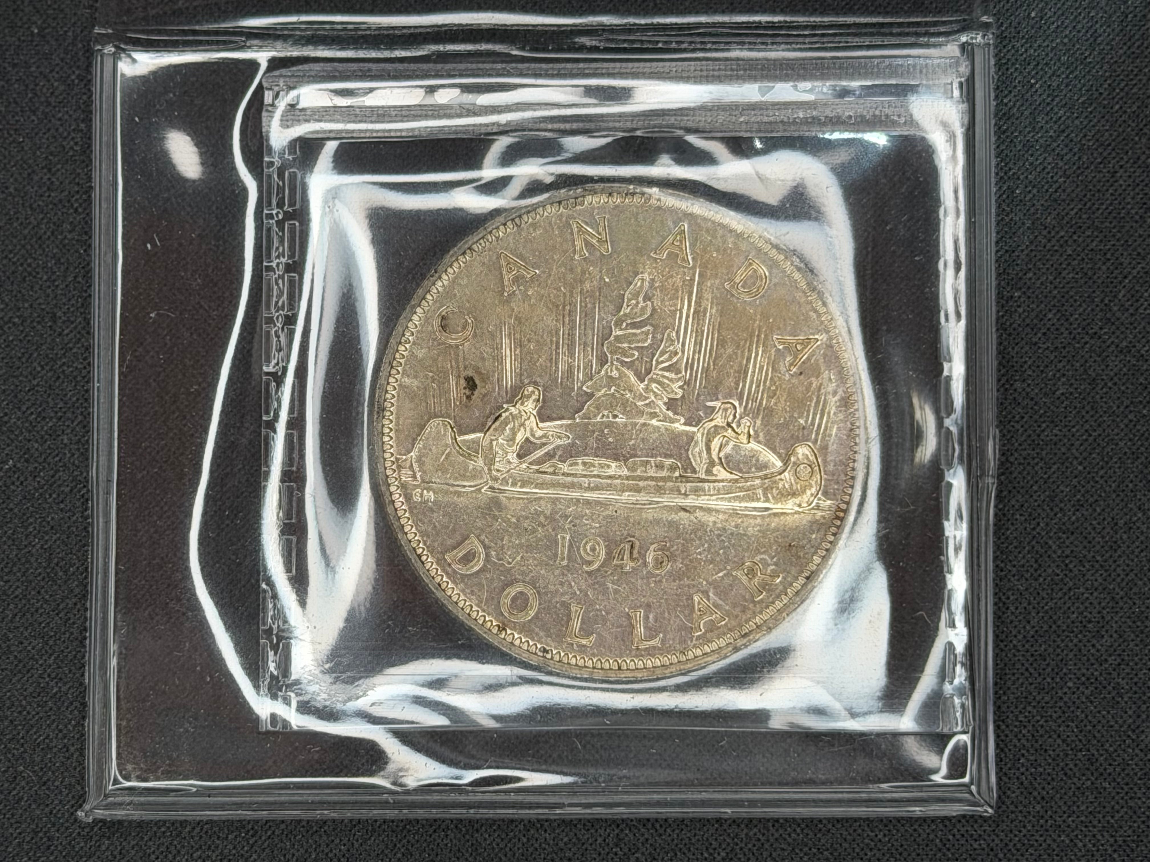 Canadian Silver Coin - Dollar - 1946 AU55 ICCS