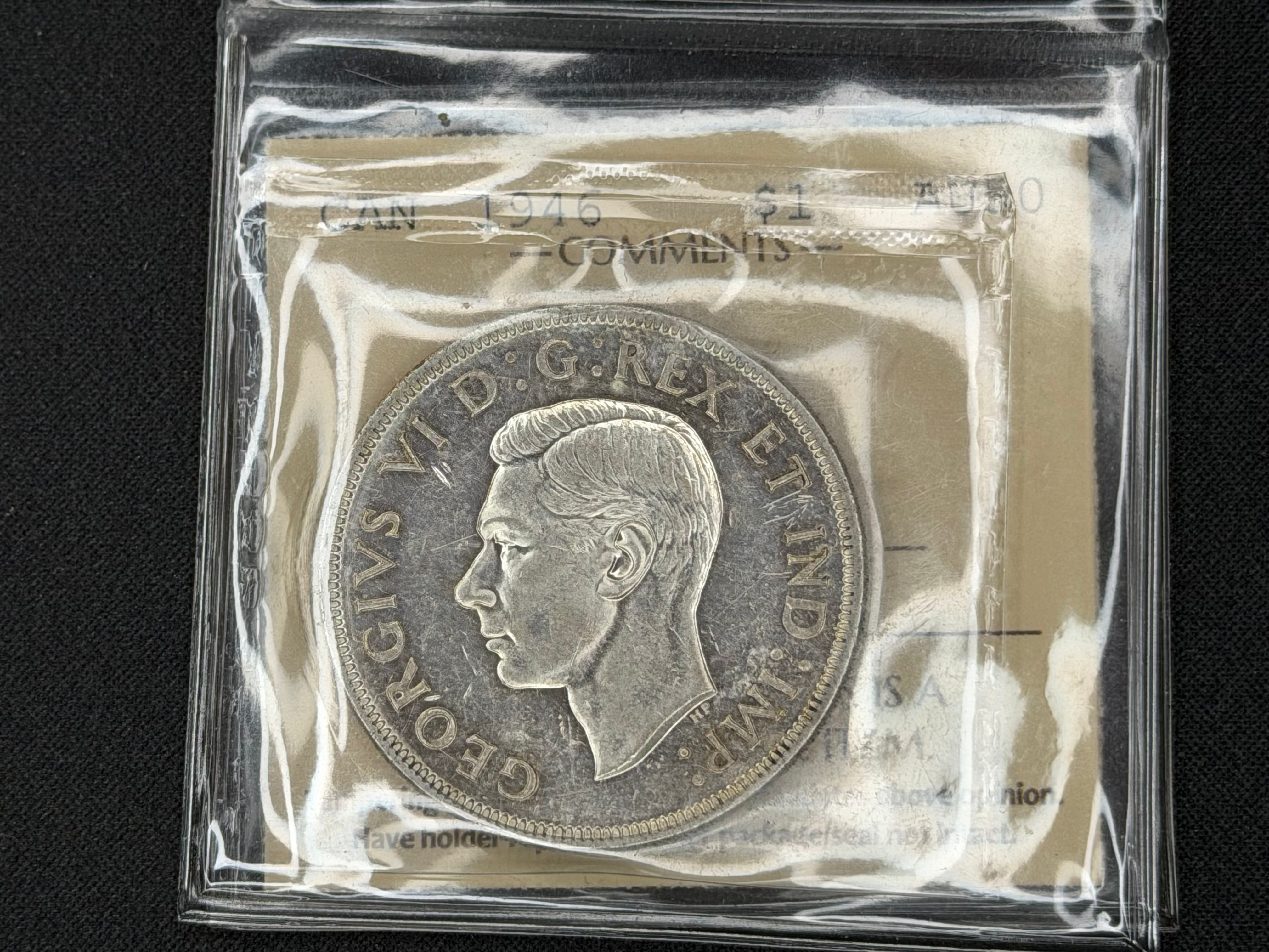 Canadian Silver Coin - Dollar - 1946 AU50 ICCS