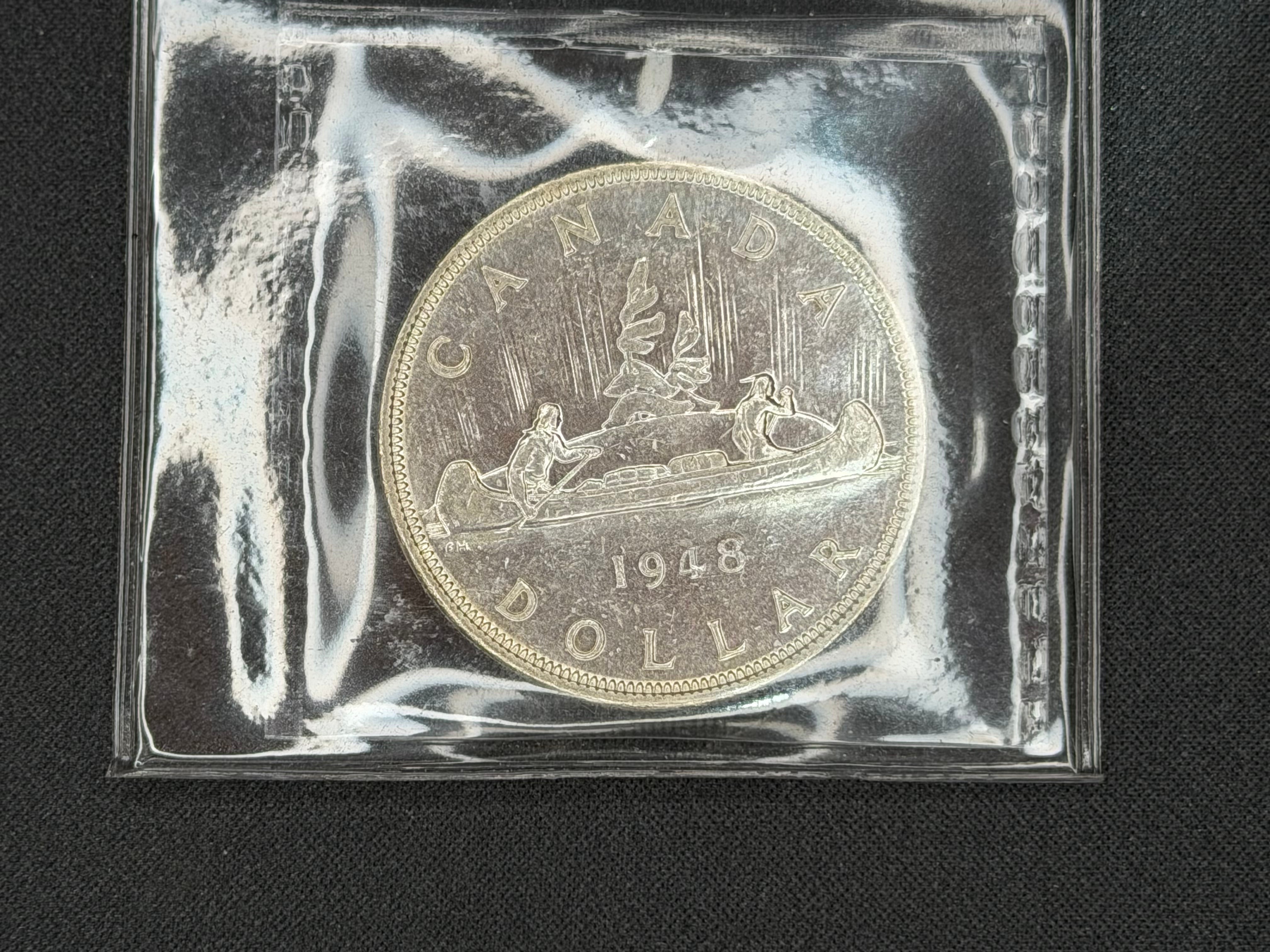 Key date - Canadian Silver Coin - Dollar - 1948 AU55 ICCS