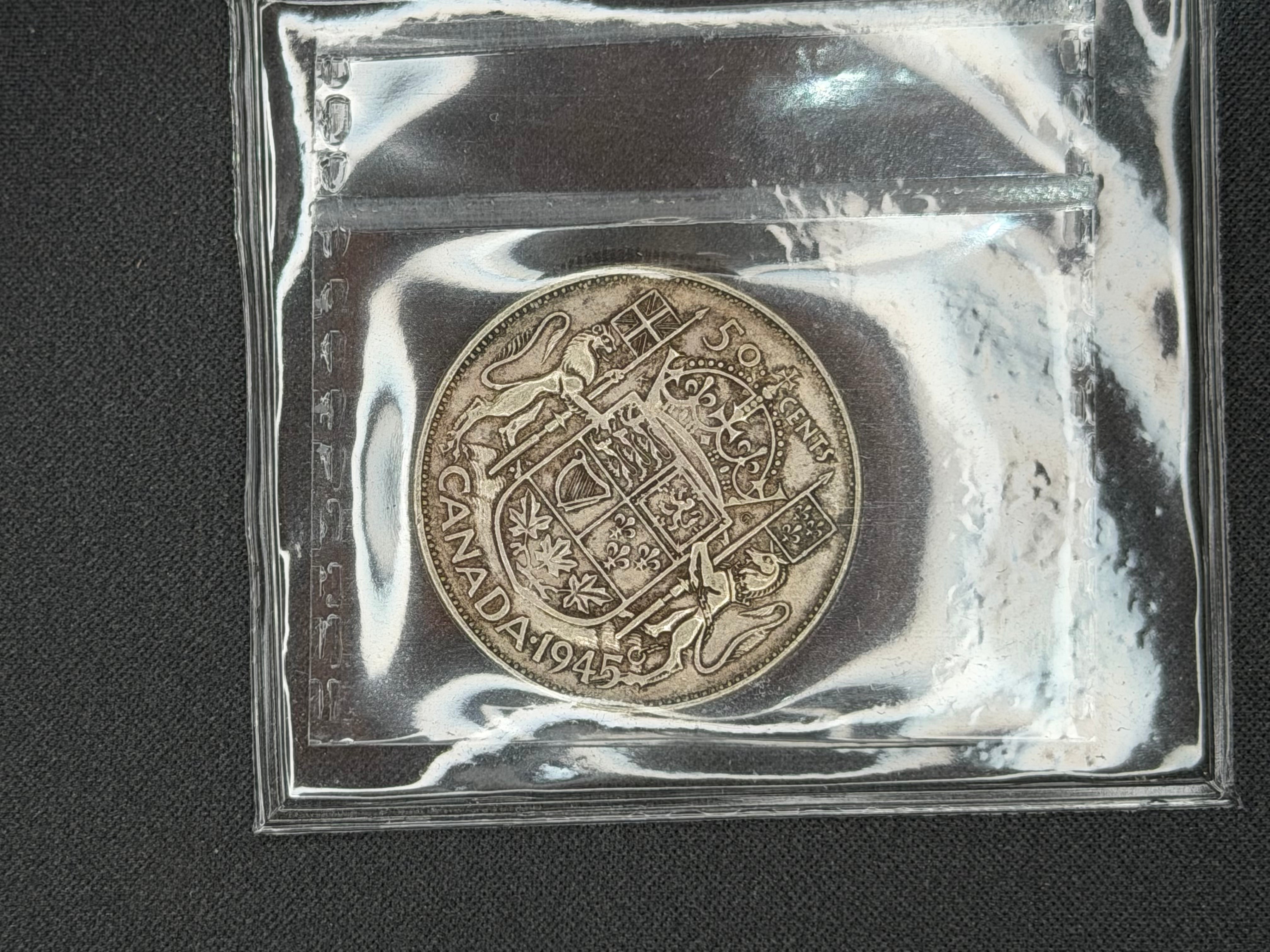 Canadian Silver Coin - 50 cents - 1945 VF20 ICCS