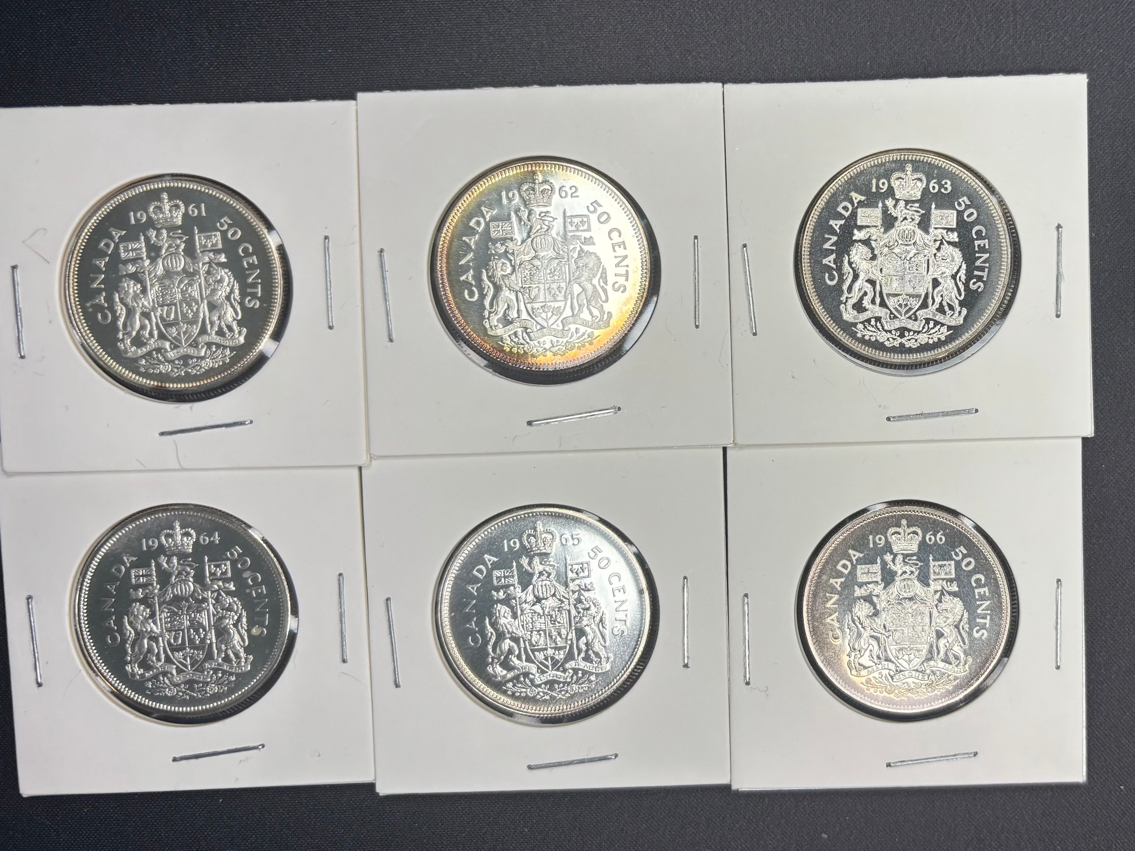 Canada Silver Coin - 50 cents - 1961 to 1966 (lot of 6)