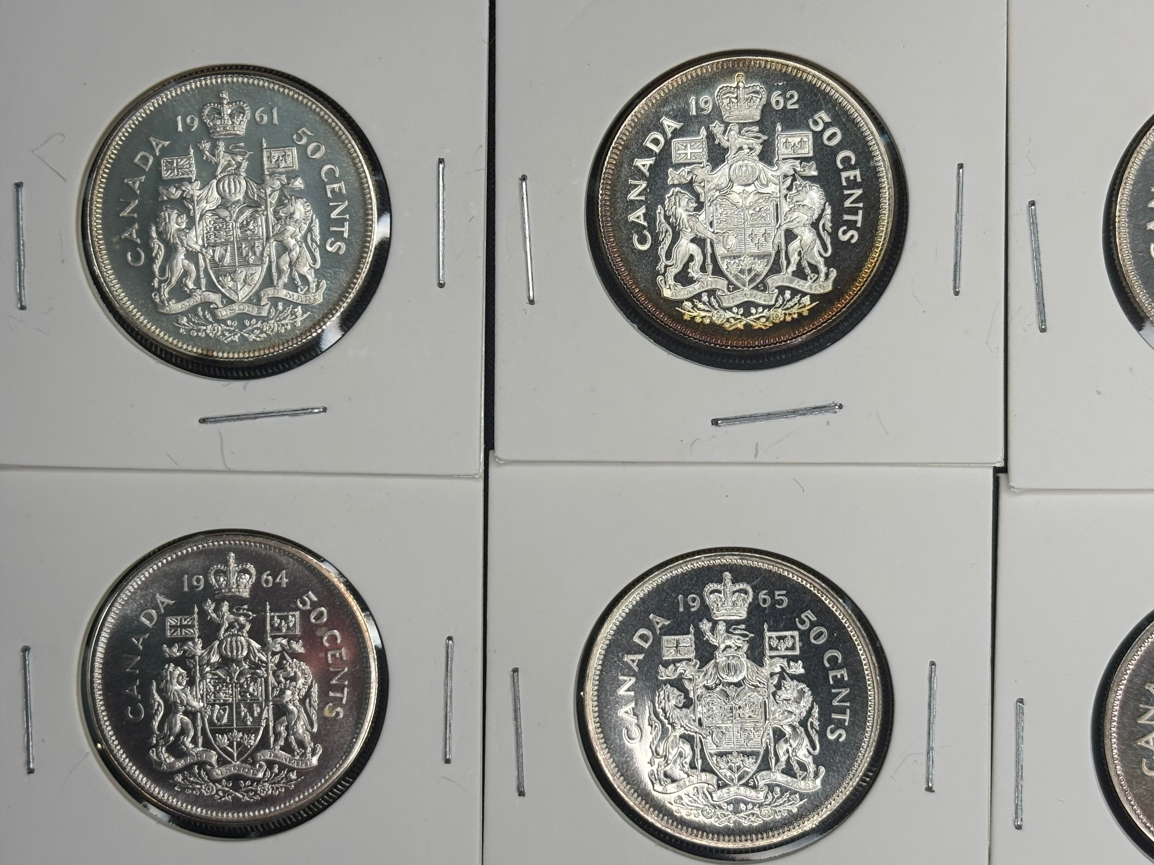 Canada Silver Coin - 50 cents - 1961 to 1966 (lot of 6)